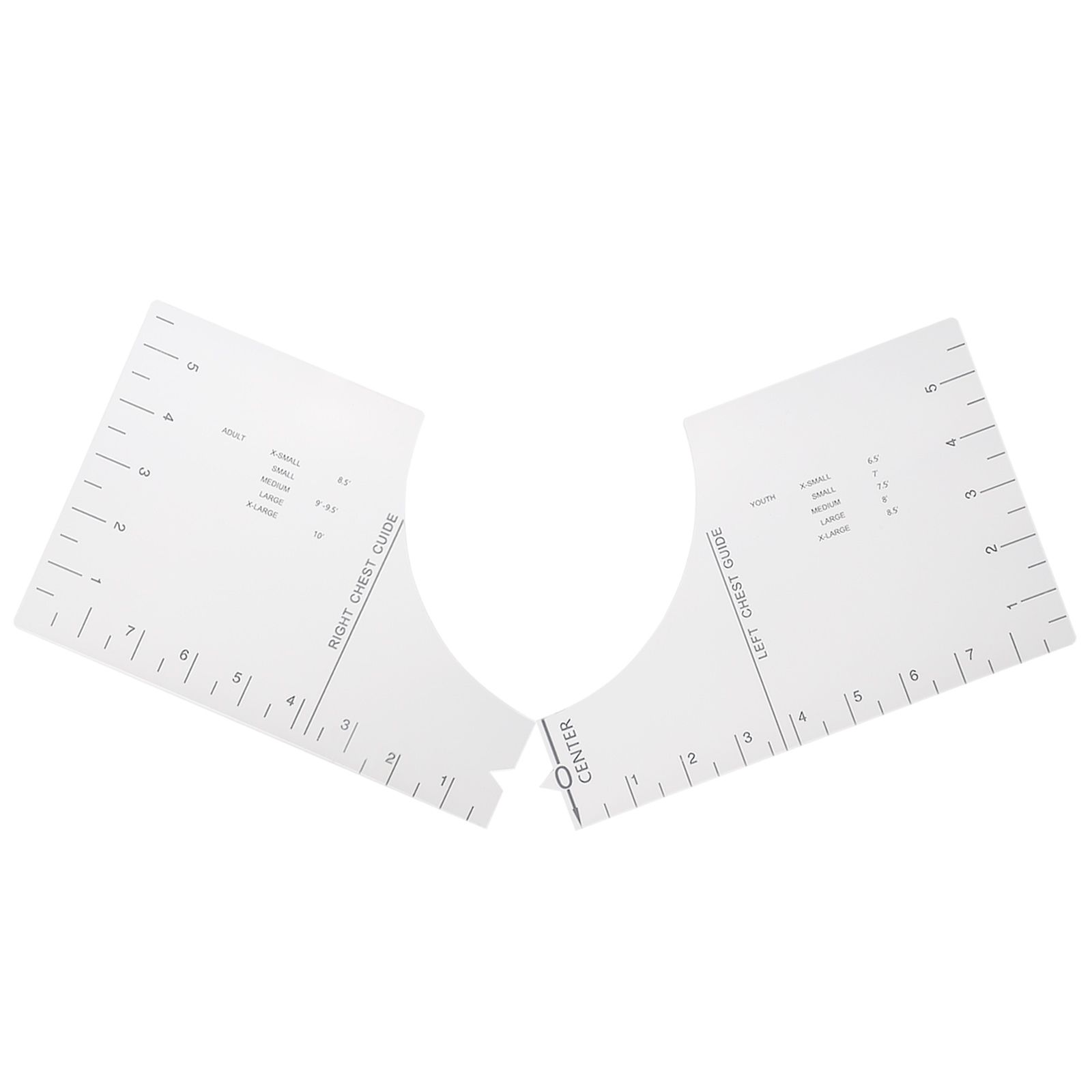 T Shirt Ruler Round Collar Guide Centering Alignment Tool Acrylic Foldable view 2