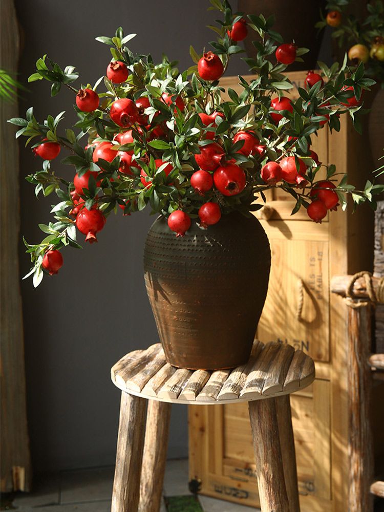 2 Pcs Artificial Pomegranate Branch 80cm Length High Simulation Faux Fruit view 5