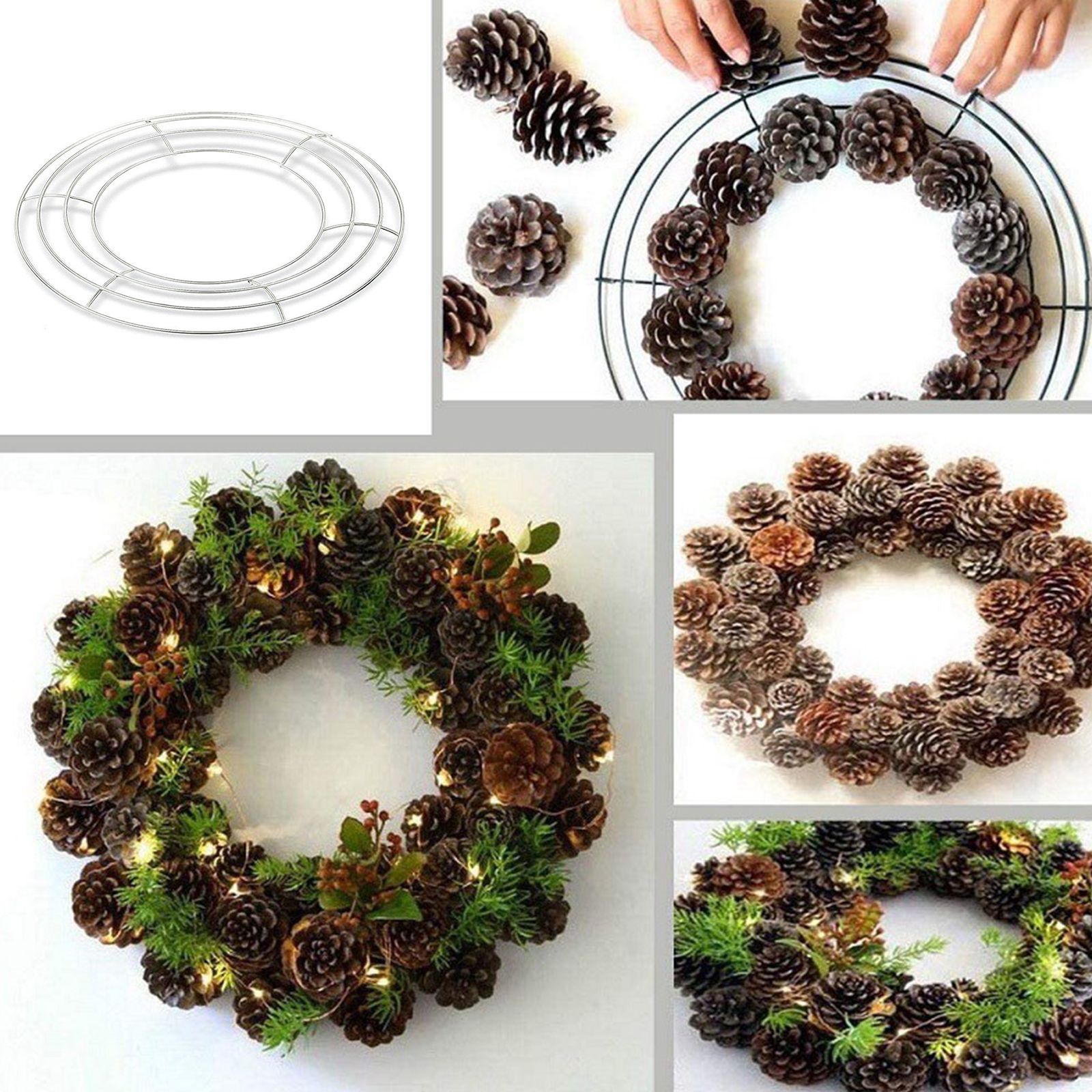 3pcs Wire Wreath Frame Round Metal Wreath Form with Ring Design for DIY Crafts view 4