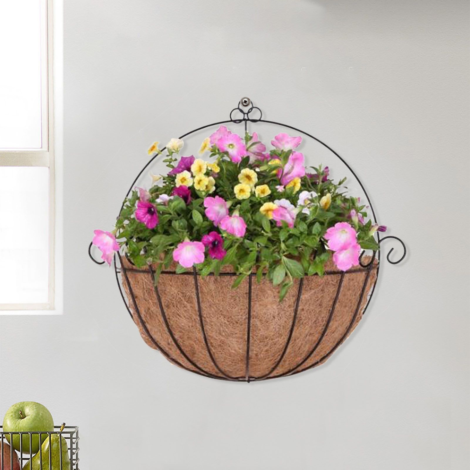 4 Pcs Coconut Liners for Flowers Garden Planters Coconut Fiber Round Hanging view 5