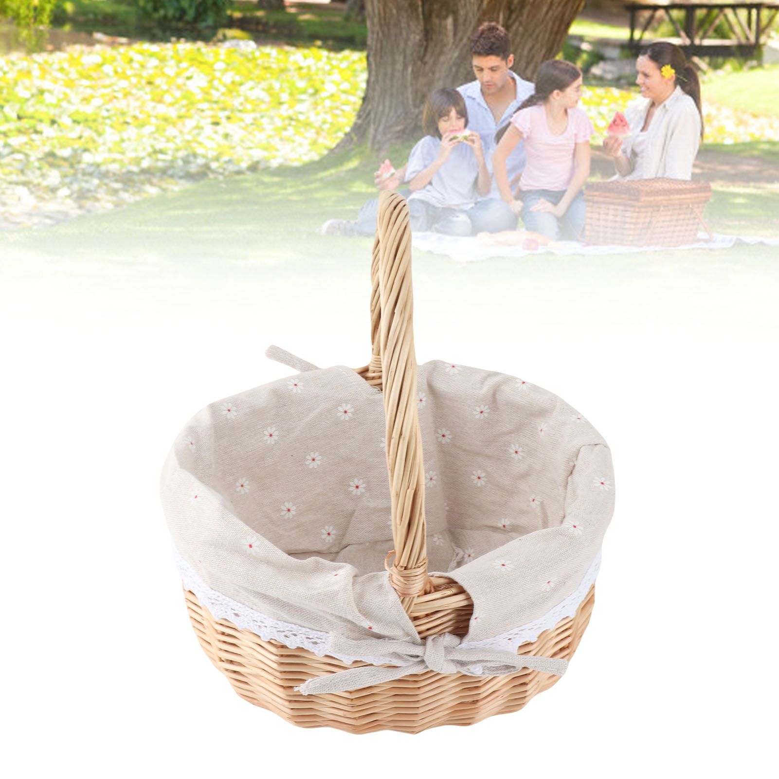 Rattan Storage Basket Hand Made Oval Picnic Storage Basket for Indoor Outdoor view 7