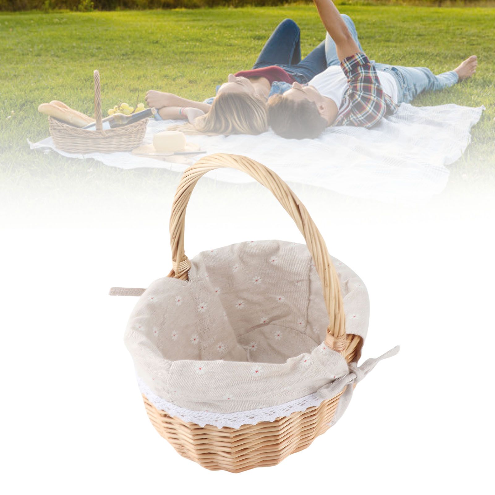 Rattan Storage Basket Hand Made Oval Picnic Storage Basket for Indoor Outdoor view 8