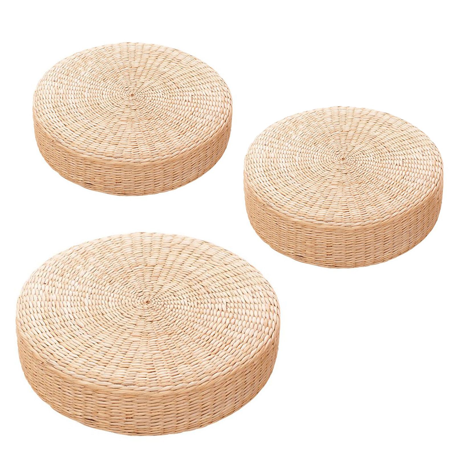 Japanese Style Handcrafted Tatami Floor Pillow Sitting Cushion Round Padded view 6