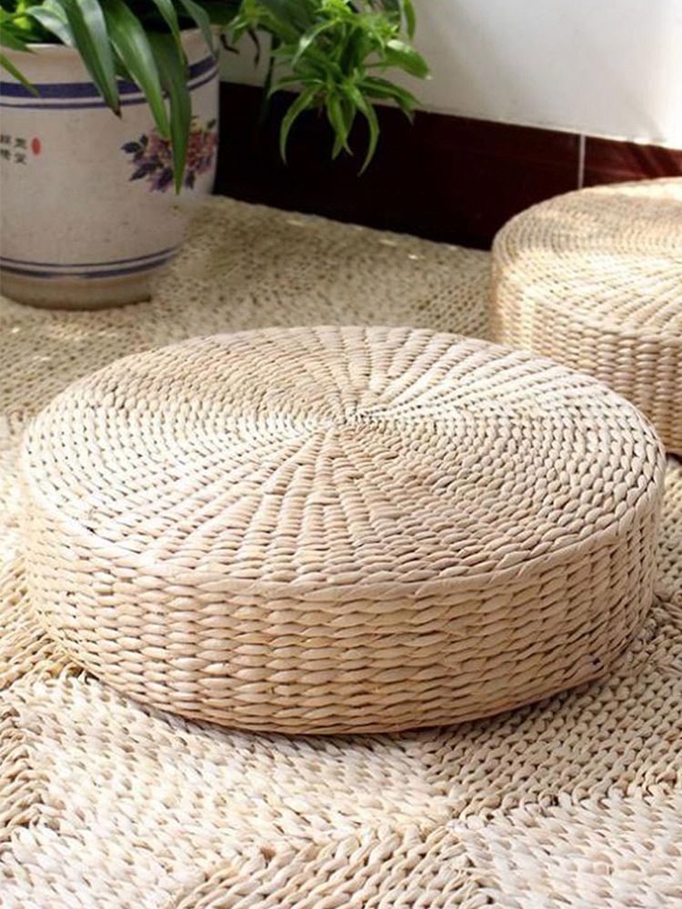 Japanese Style Handcrafted Tatami Floor Pillow Sitting Cushion Round Padded view 8