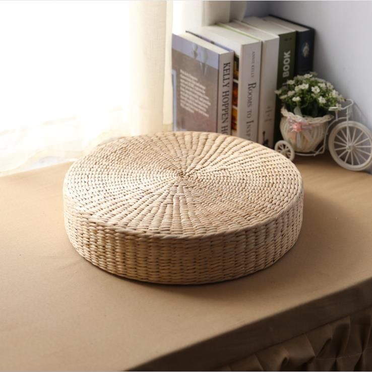 Japanese Style Handcrafted Tatami Floor Pillow Sitting Cushion Round Padded view 2