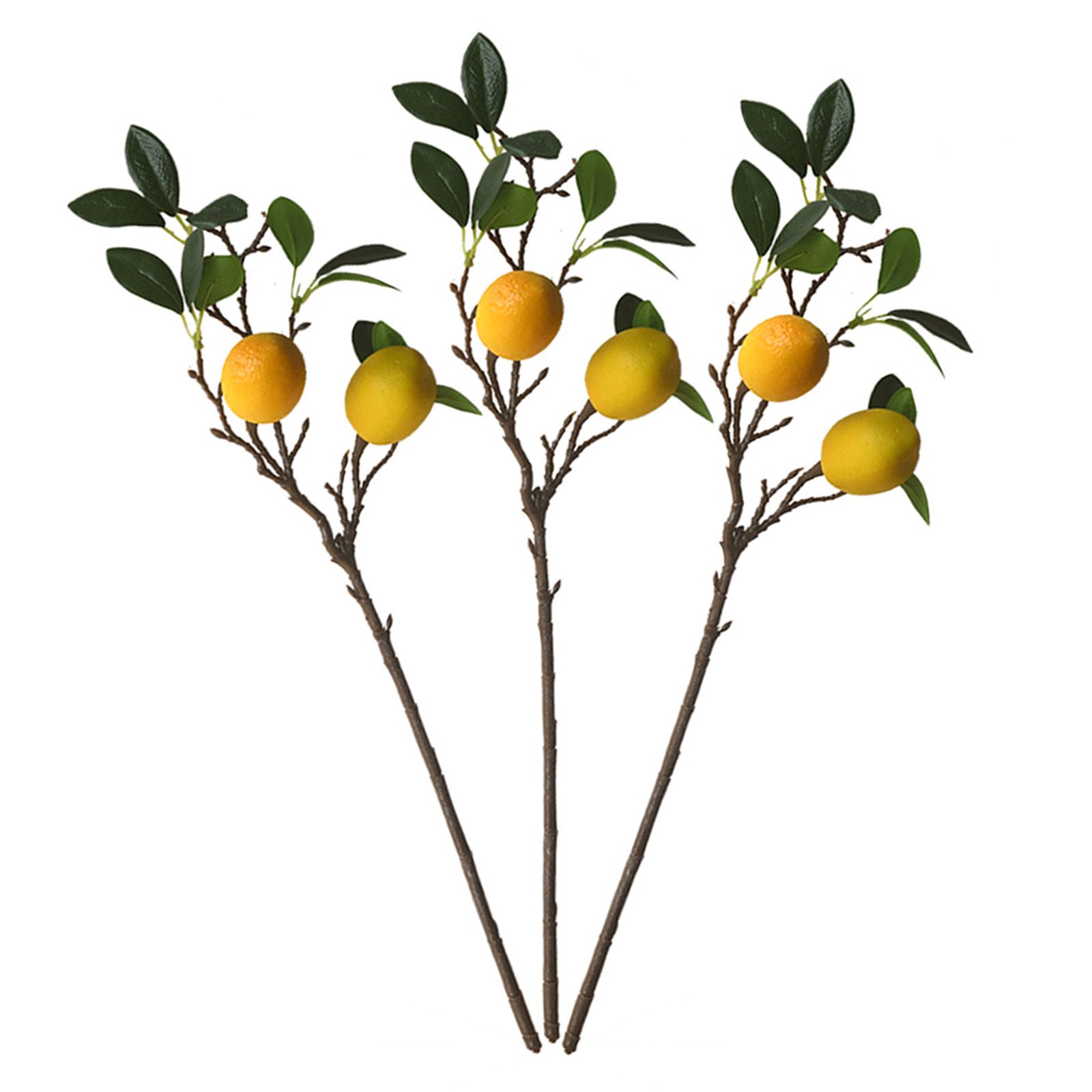 3pcs Artificial Lemons Branches 2 Head Faux Lemons with Stem for Kitchen — image 1