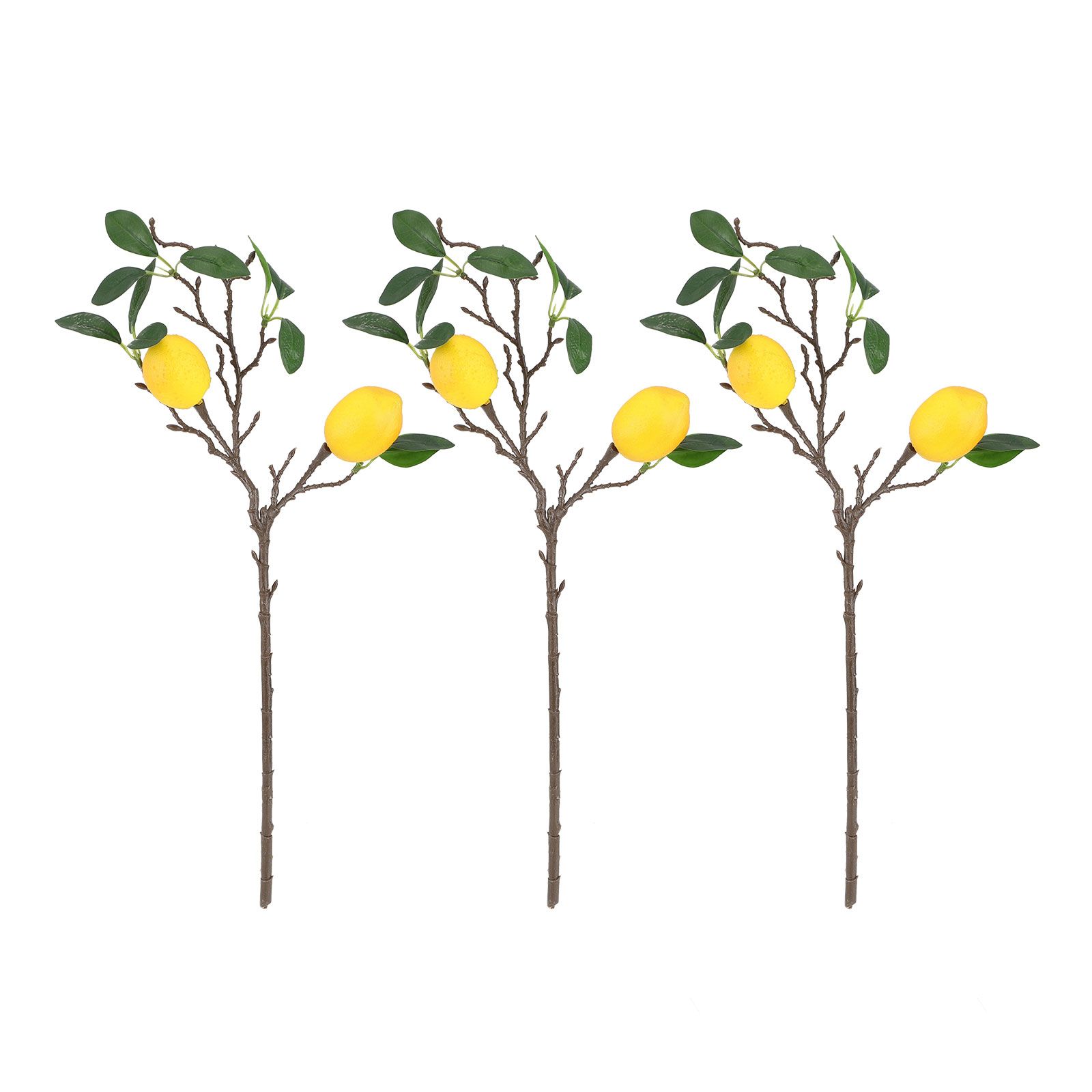 3pcs Artificial Lemons Branches 2 Head Faux Lemons with Stem for Kitchen view 3