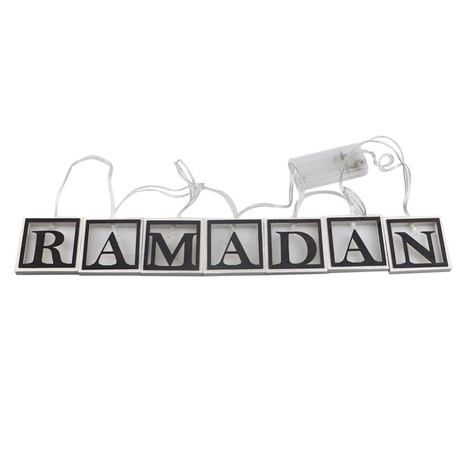 Led Letter Light Box String Wooden Square Craft Hollow Out Ramadan Letter