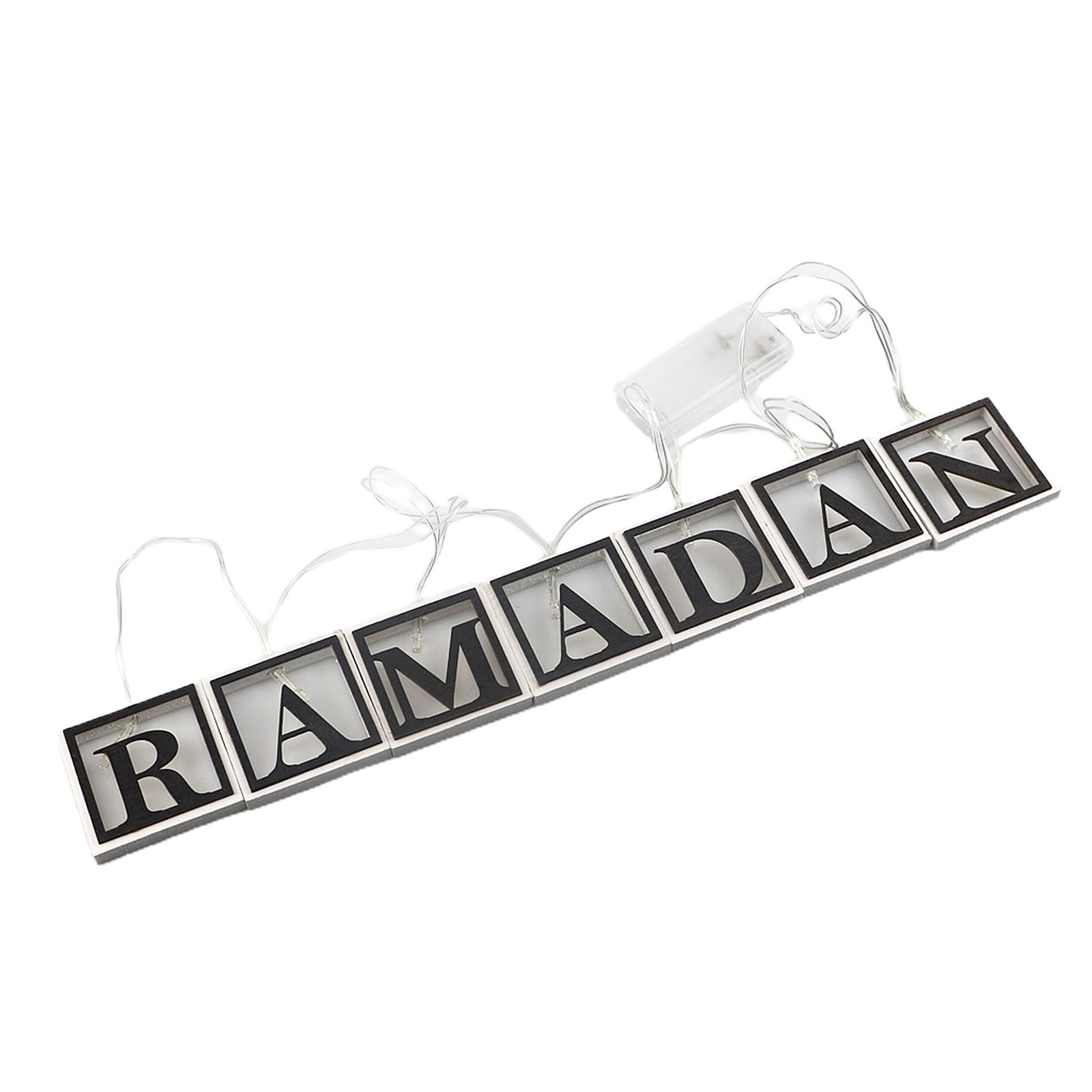 Led Letter Light Box String Wooden Square Craft Hollow Out Ramadan Letter view 2