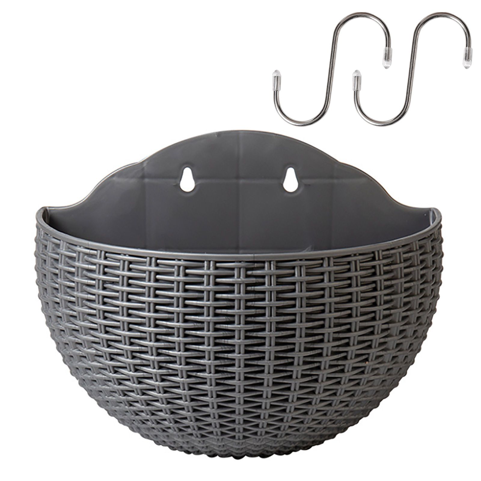 Imitation Rattan Wall Hanging Plant Pot Half Round Wall Mounted Semicircular view 2