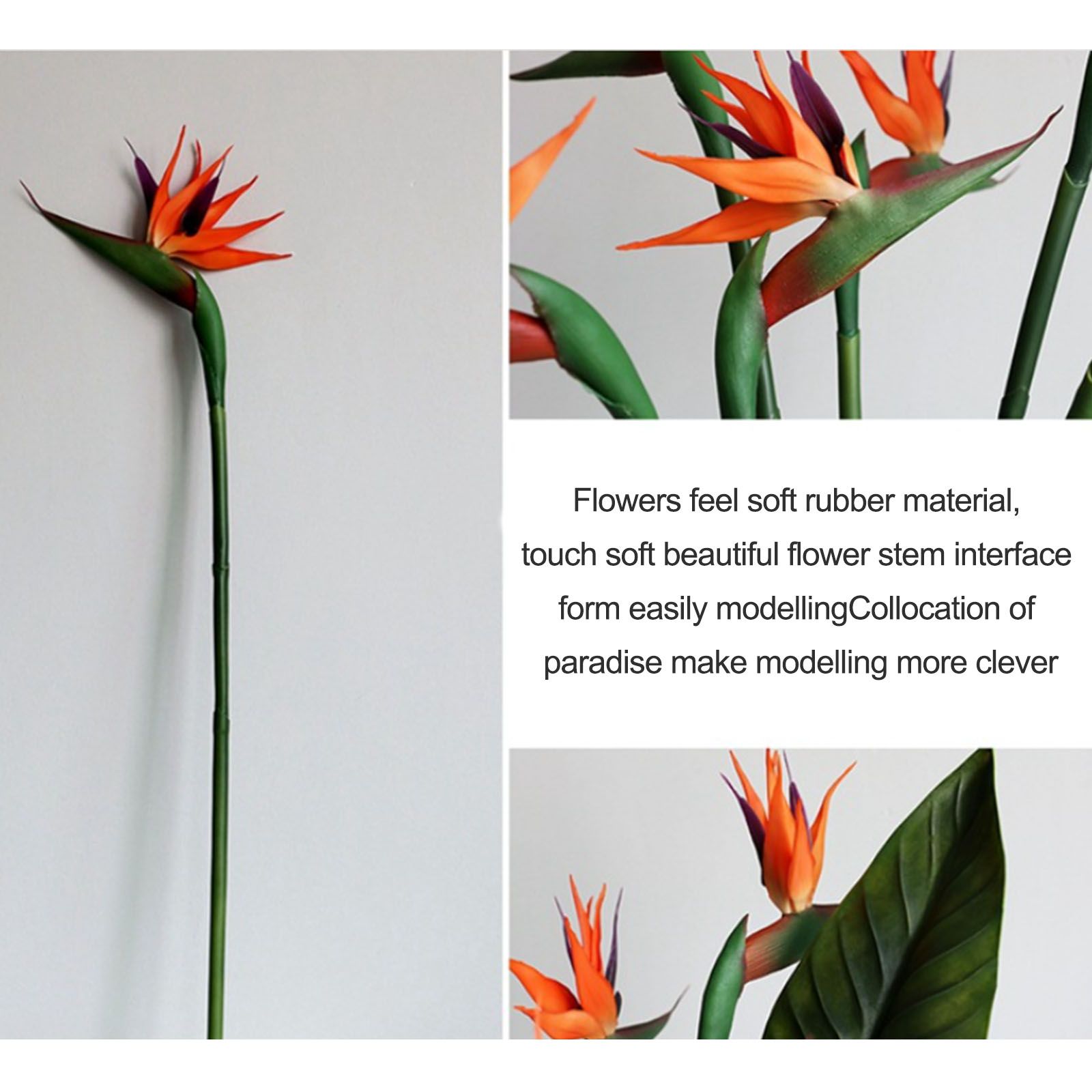 3pcs Artificial Strelitzia Reginae Flower 55cm Simulation Fake Bird of view 3