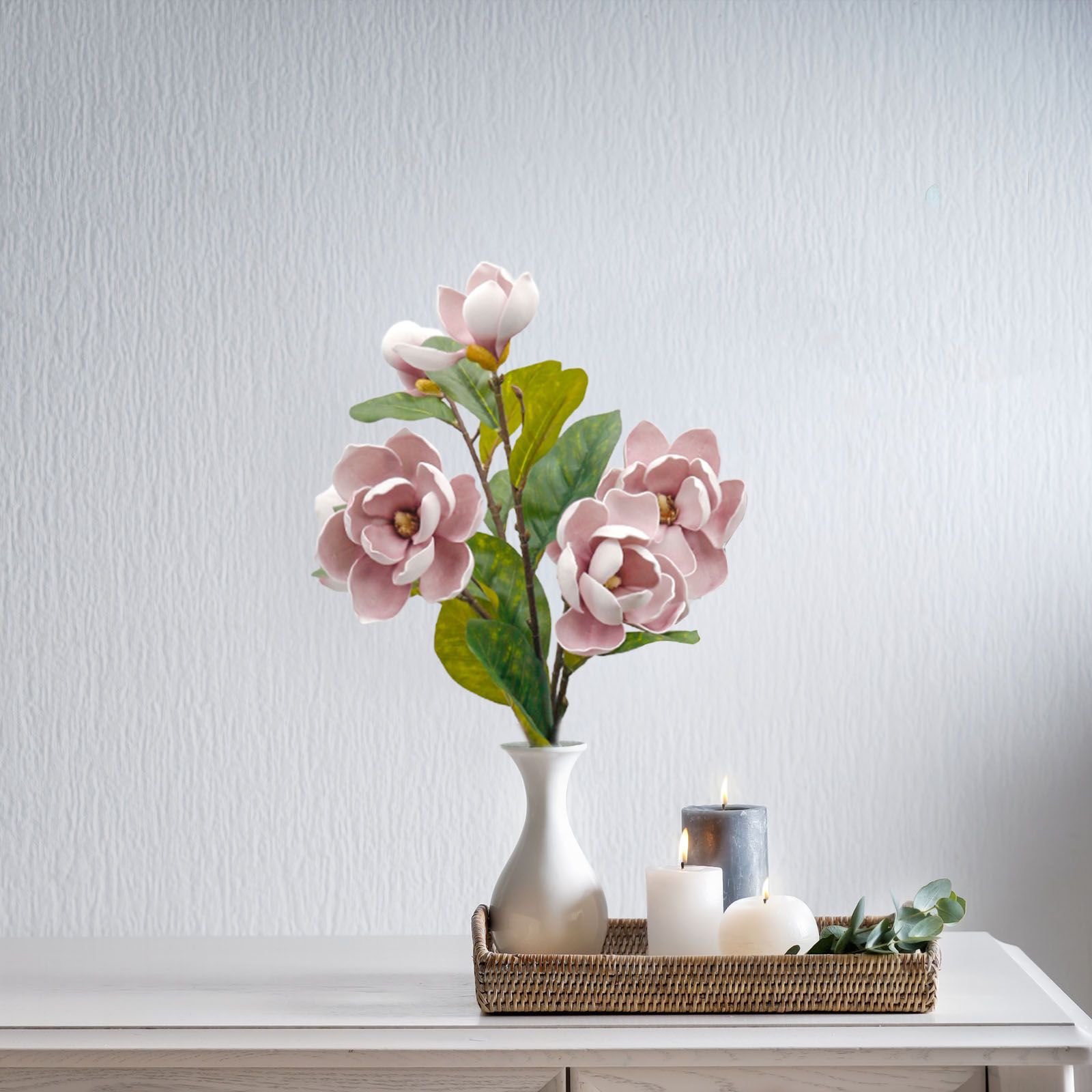 2pcs Artificial Yulan Flower Long Stem Faux Flower Bouquet Vase Floral view 4