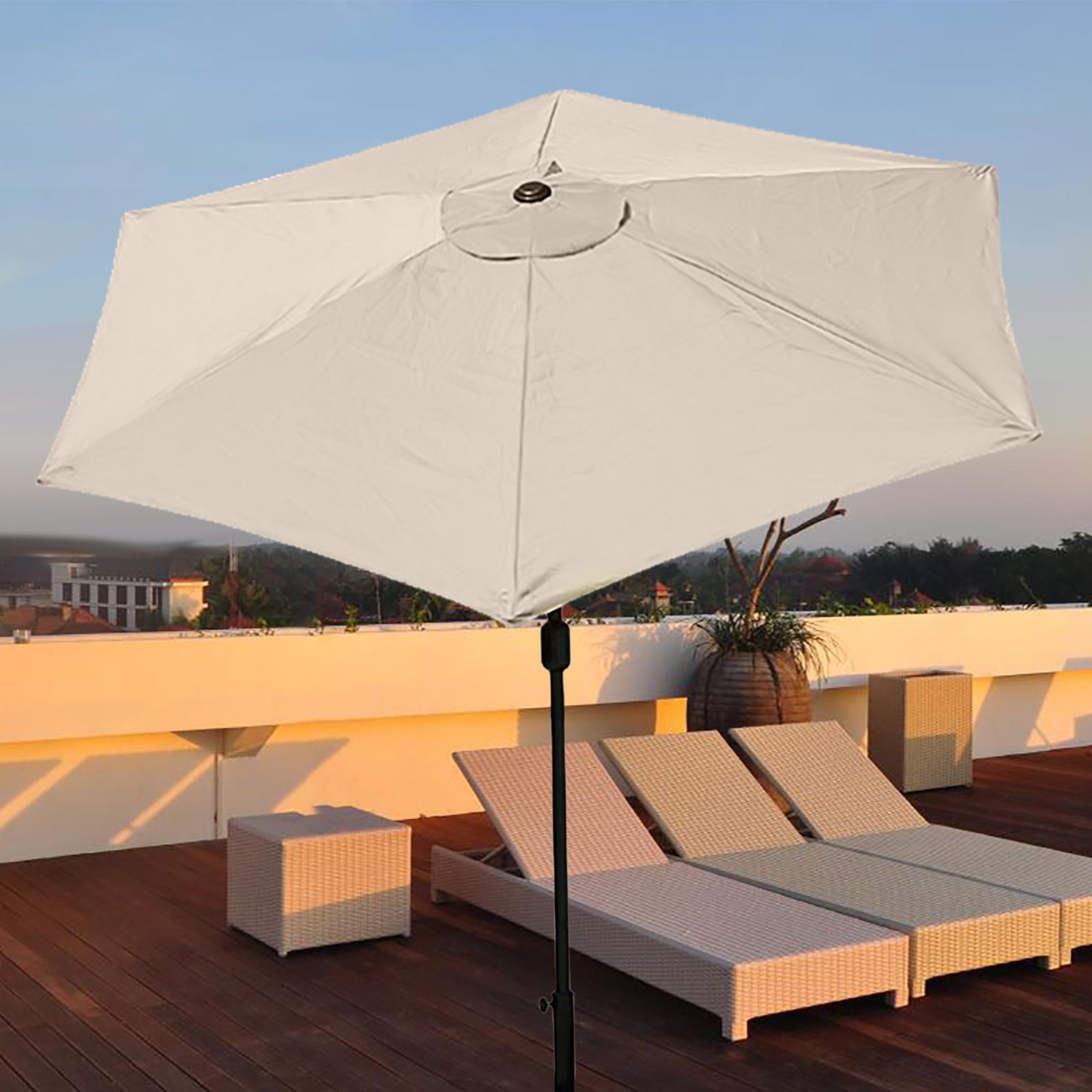 2pcs Patio Umbrella Replacement Canopy Beige 9.8ft 6 Ribs Umbrella Canopy for view 5