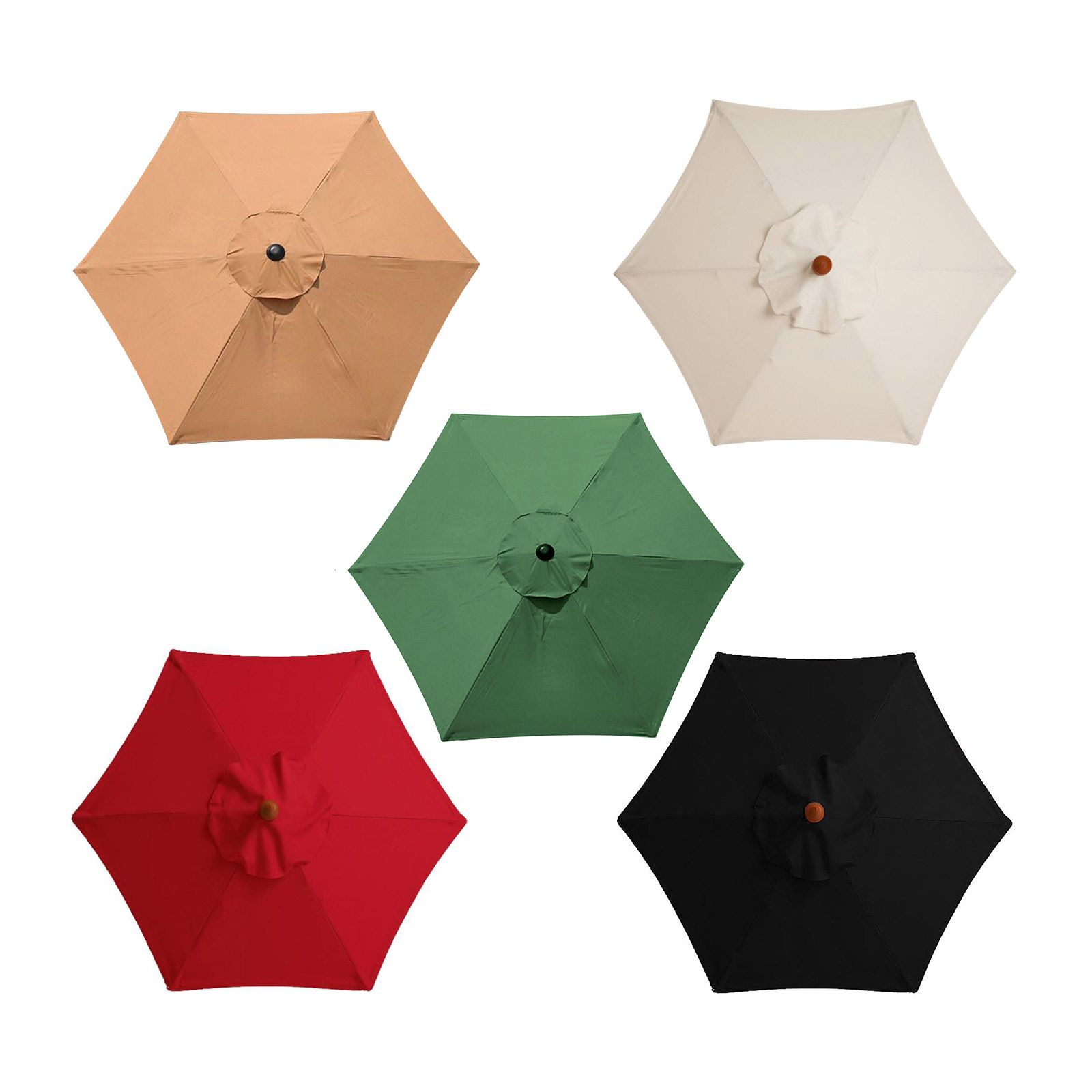 2pcs Patio Umbrella Replacement Canopy Beige 9.8ft 6 Ribs Umbrella Canopy for view 6