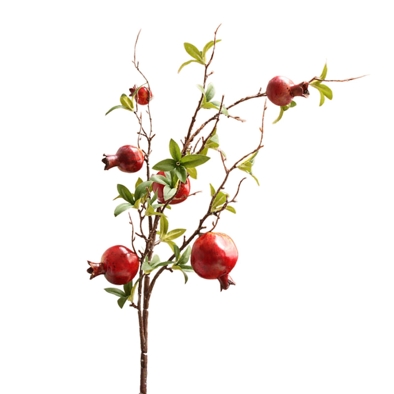 2pcs 6 Head Artificial Pomegranate Branch Stem Faux Fruit for Vase Realistic view 2