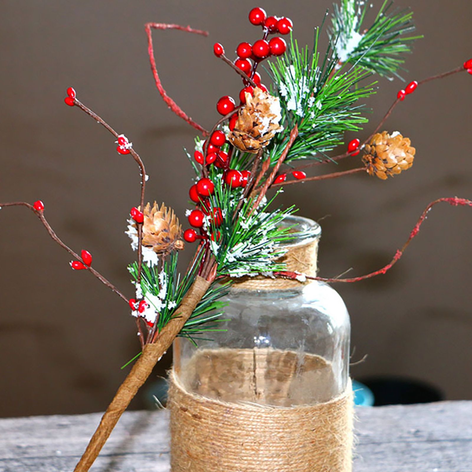 3PCS Snow Flocked Artificial Pine Picks 17.7 Inch Artificial Pine Needle view 3