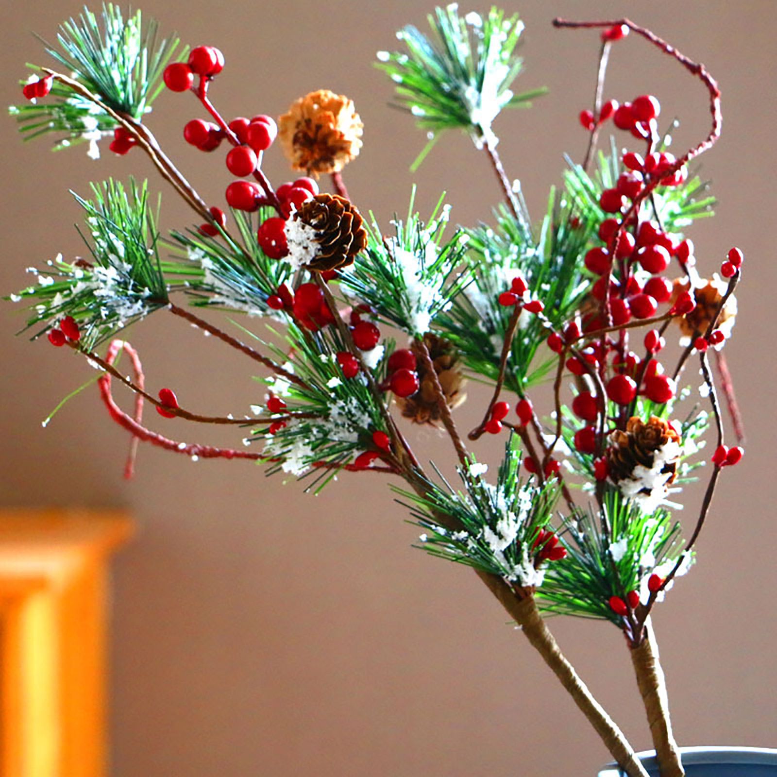 3PCS Snow Flocked Artificial Pine Picks 17.7 Inch Artificial Pine Needle view 5