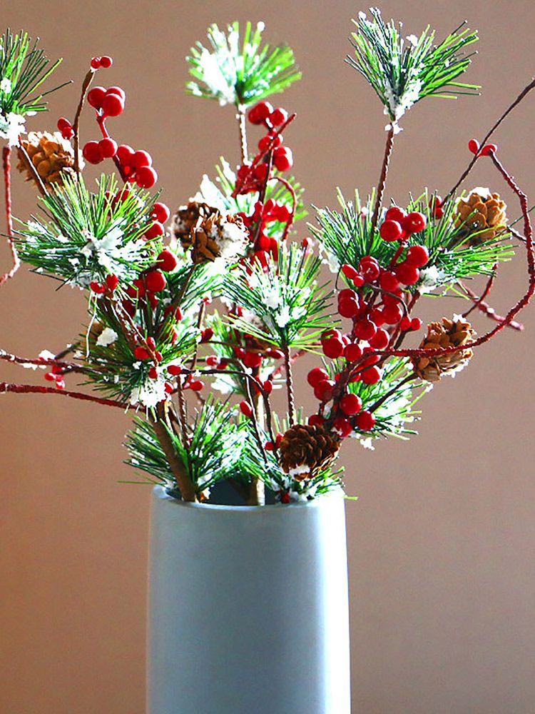 3PCS Snow Flocked Artificial Pine Picks 17.7 Inch Artificial Pine Needle view 7