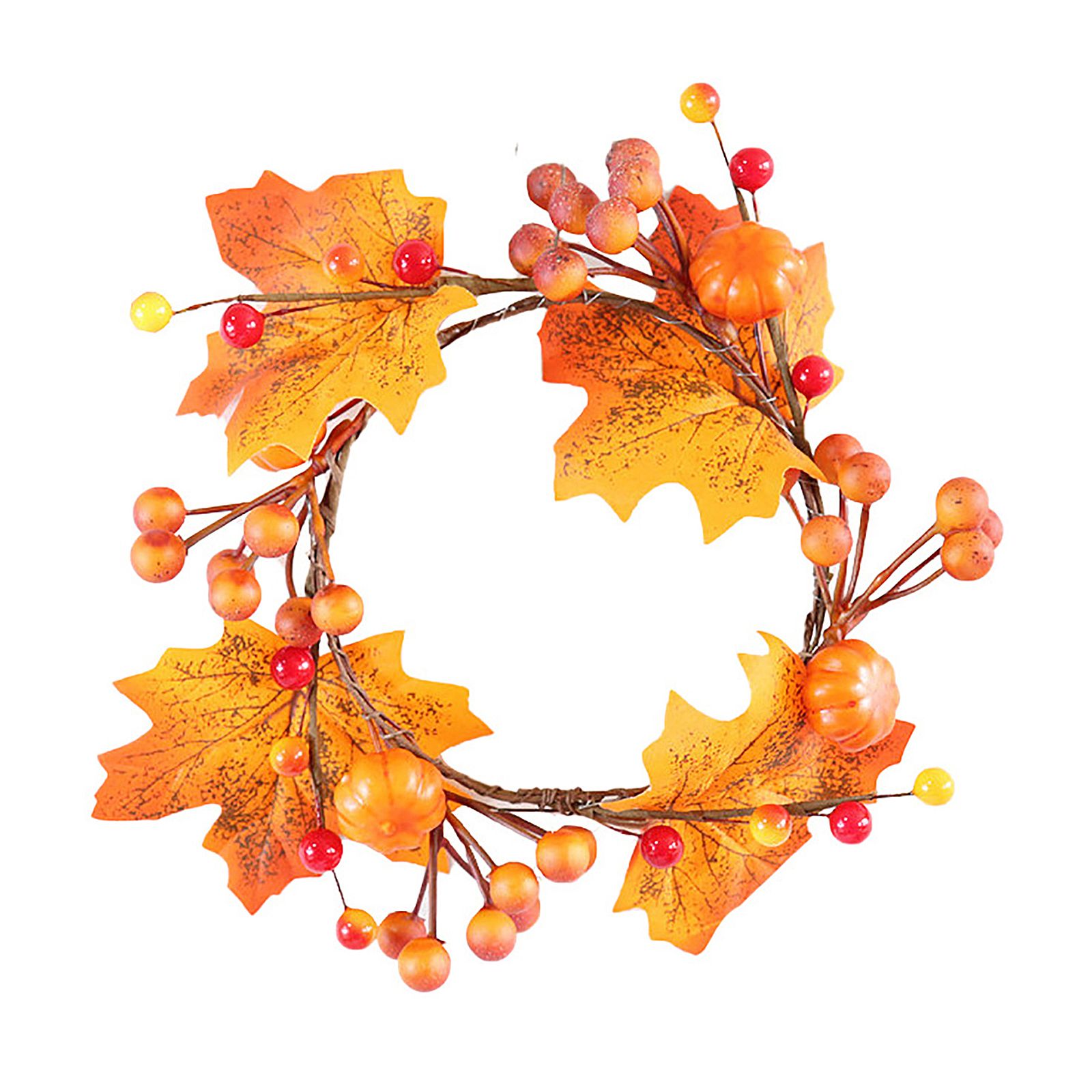 6pcs Pumpkins Maple Leaves Candle Rings Artificial Decorative Candle Rings Wreaths view 2