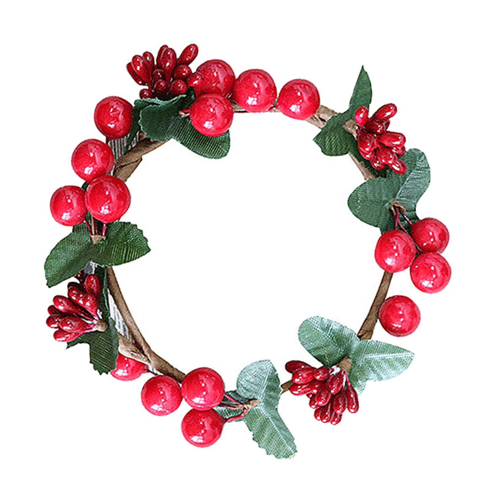 Xmas Candle Ring Artificial Red Berries Wreath for Table Centerpiece