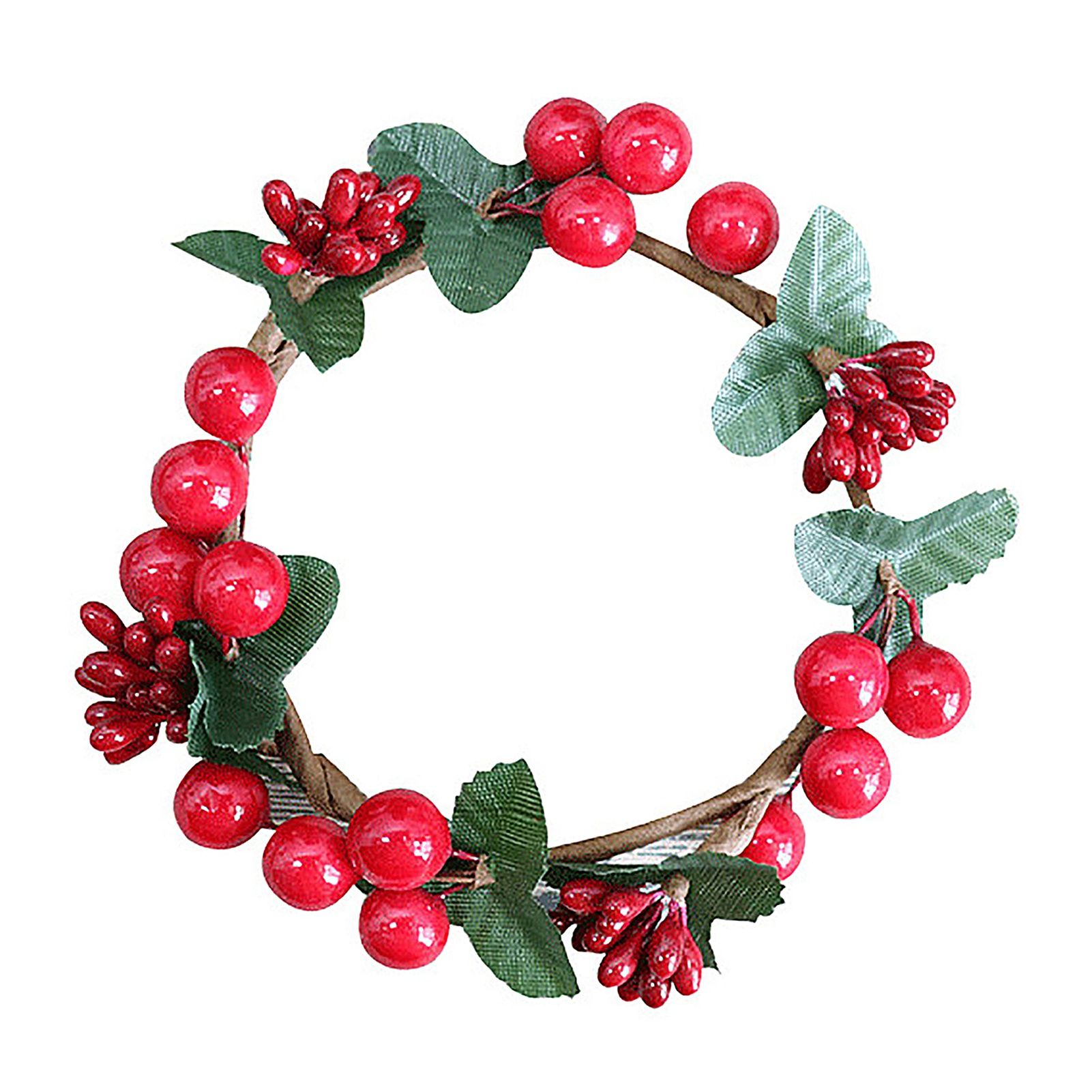Xmas Candle Ring Artificial Red Berries Wreath for Table Centerpiece view 2
