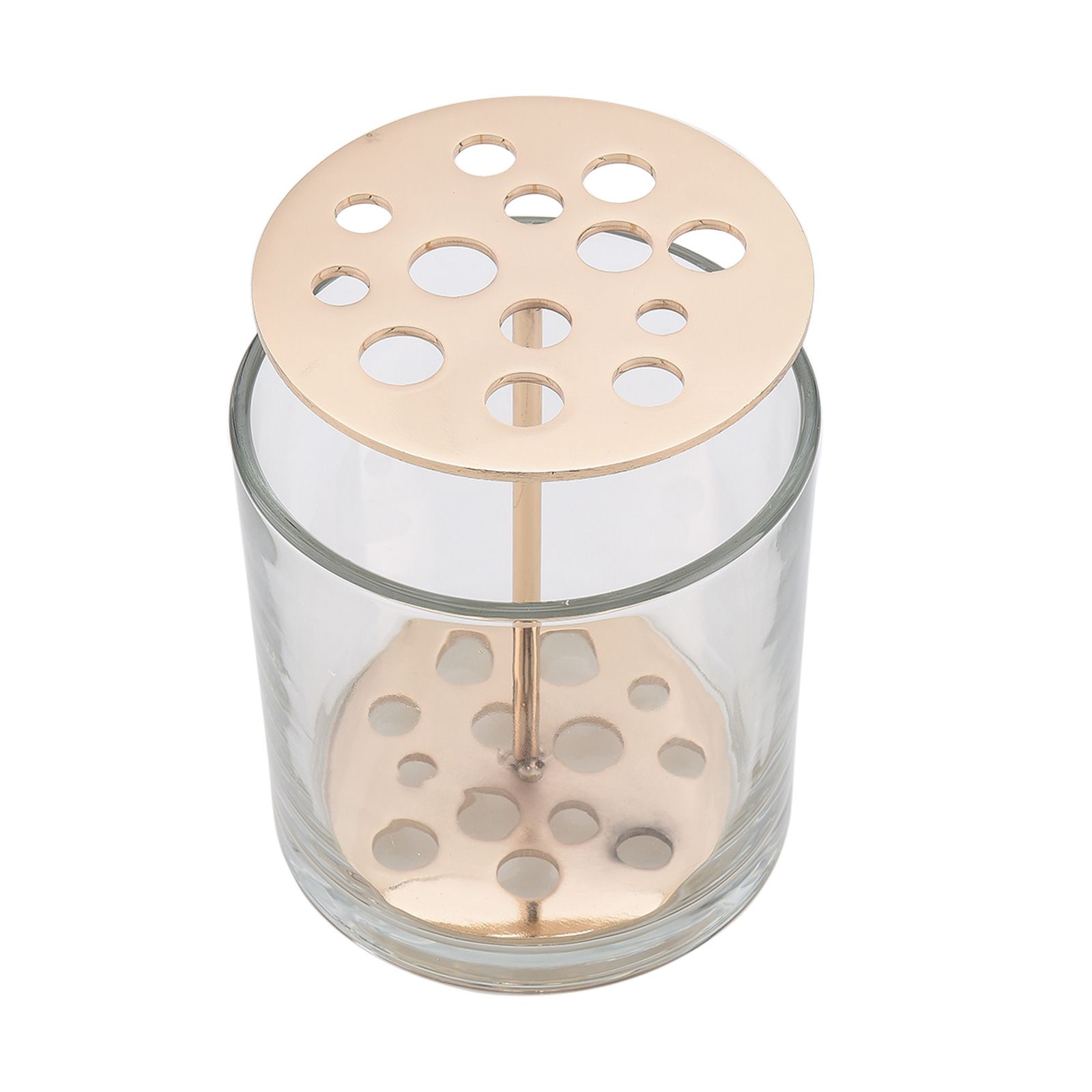 Cylindrical Transparent Hydroponic Vase Brass Plating Glass Vase for Flowers view 2