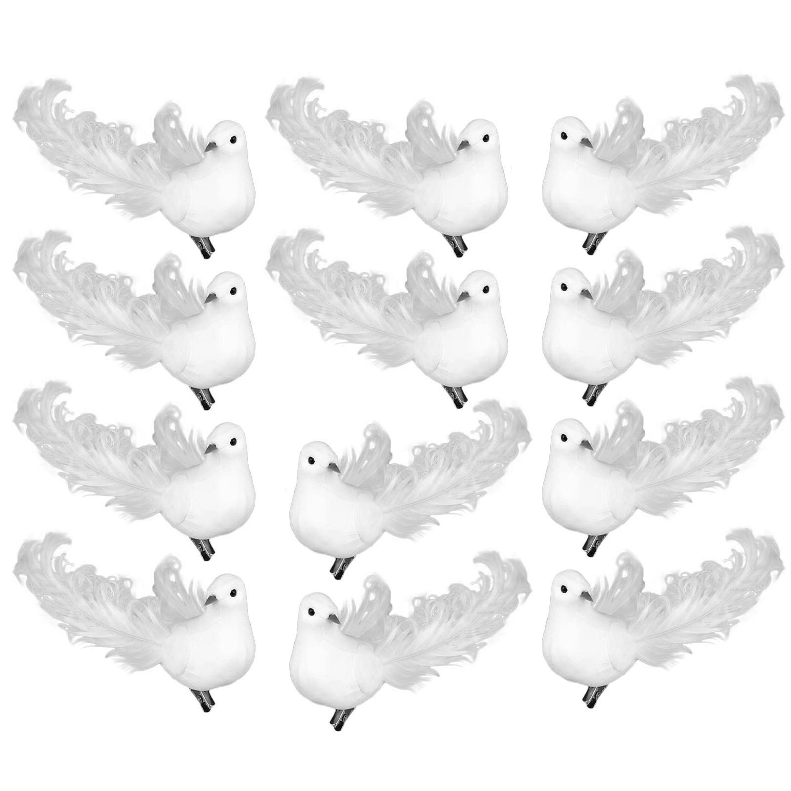 12PCS Artificial Pigeon Ornaments Faux Bird Figurines with Clips for Yard view 2