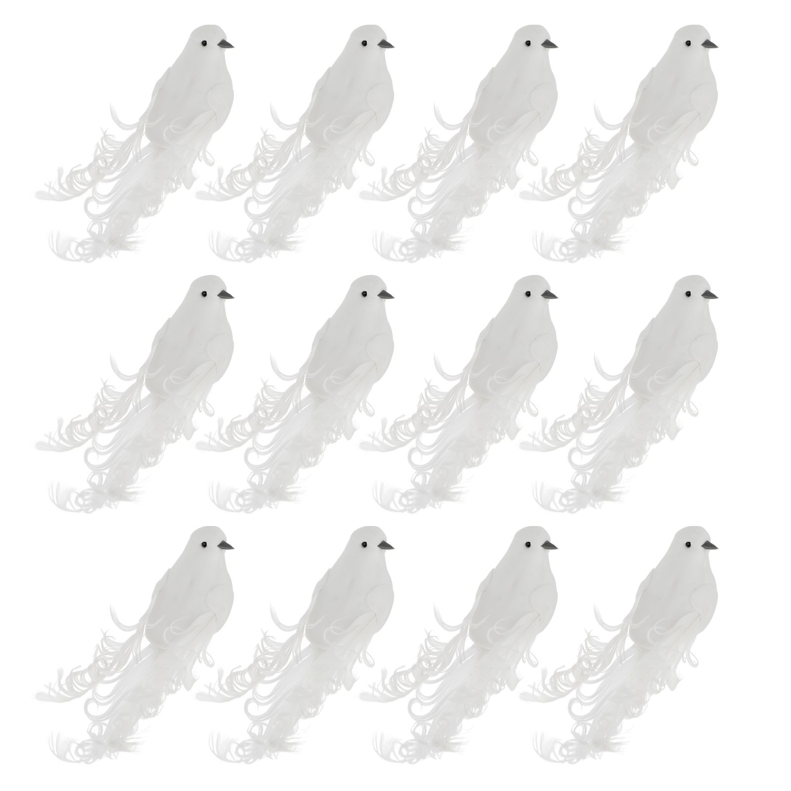 12PCS Artificial Pigeon Ornaments Faux Bird Figurines with Clips for Yard view 4