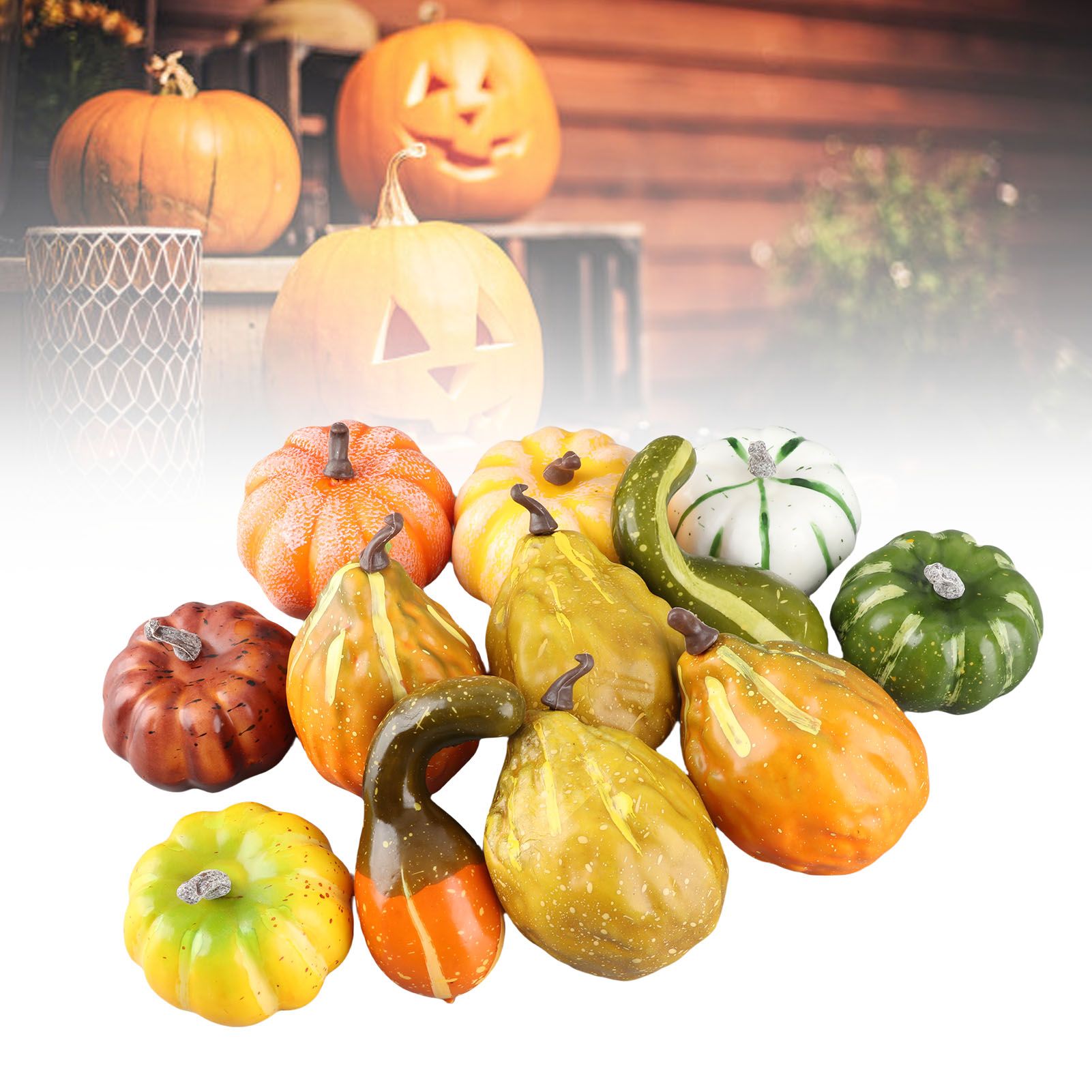12pcs Fake Pumpkin Model Foam Reusable Decorative Artificial Pumpkins for Home view 6