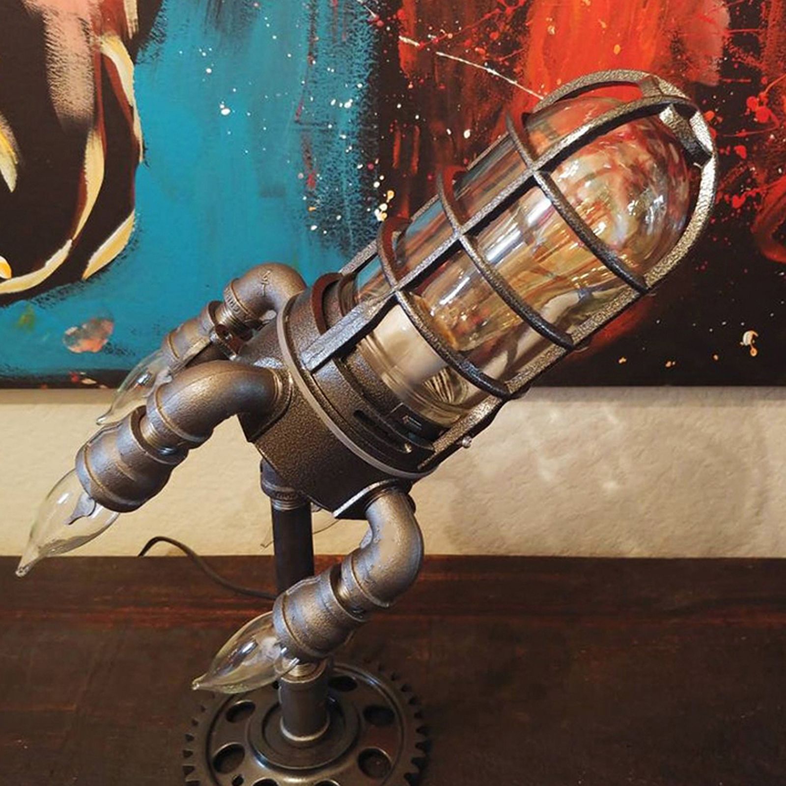 Steampunk Rocket Light Bazooka Flame Nightlight Gift Home Decor view 2