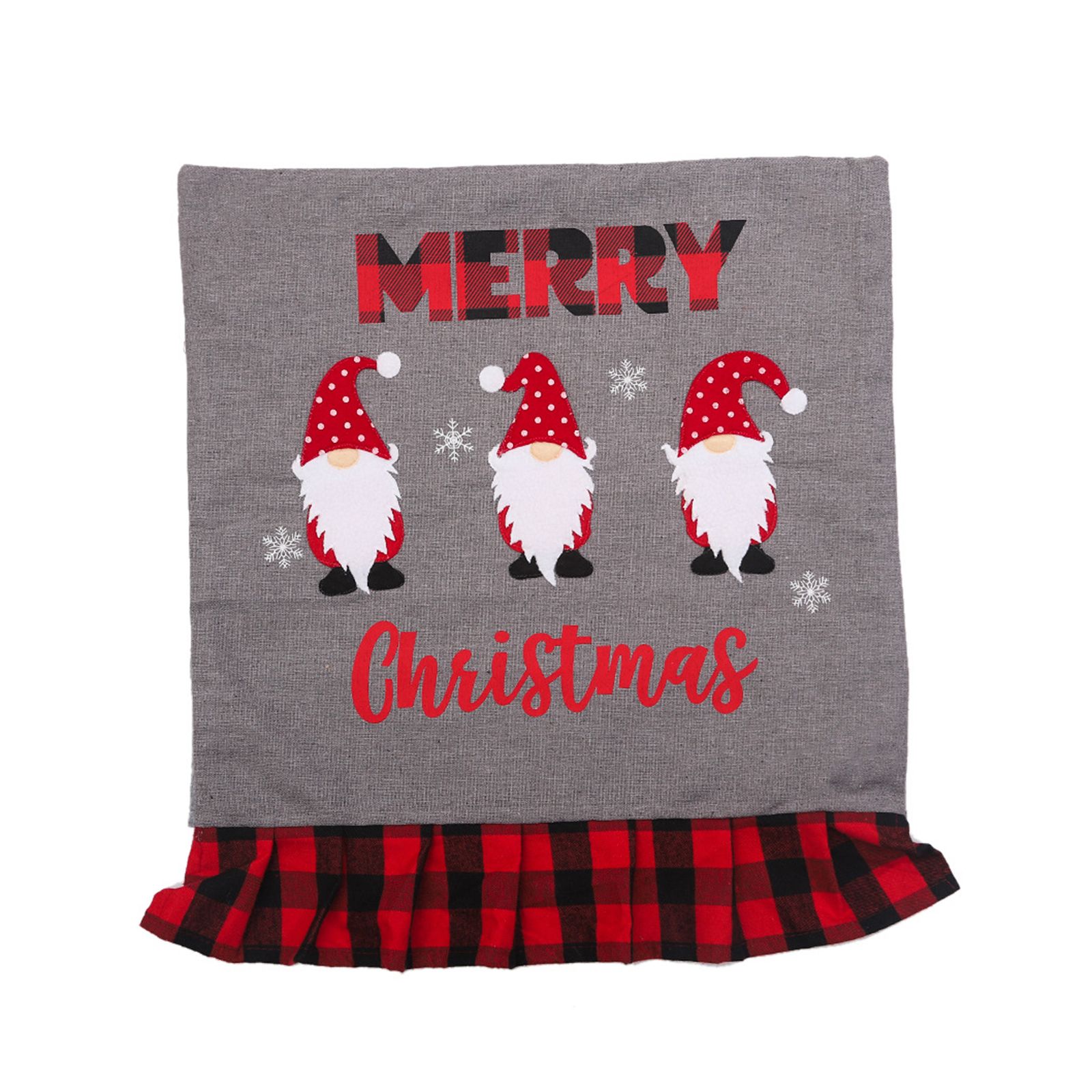 6pcs Xmas Chair Back Cover Linen Plaid Dining Chair Slipcover Protector for