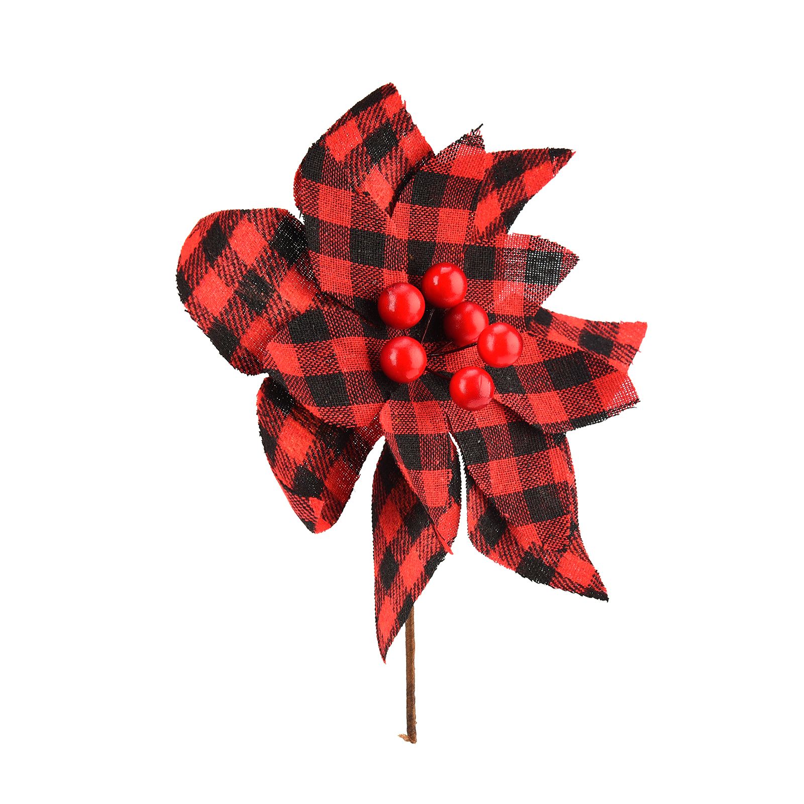 Plaid Poinsettias Xmas Tree Ornaments Artificial Xmas Flowers Poinsettia for view 3