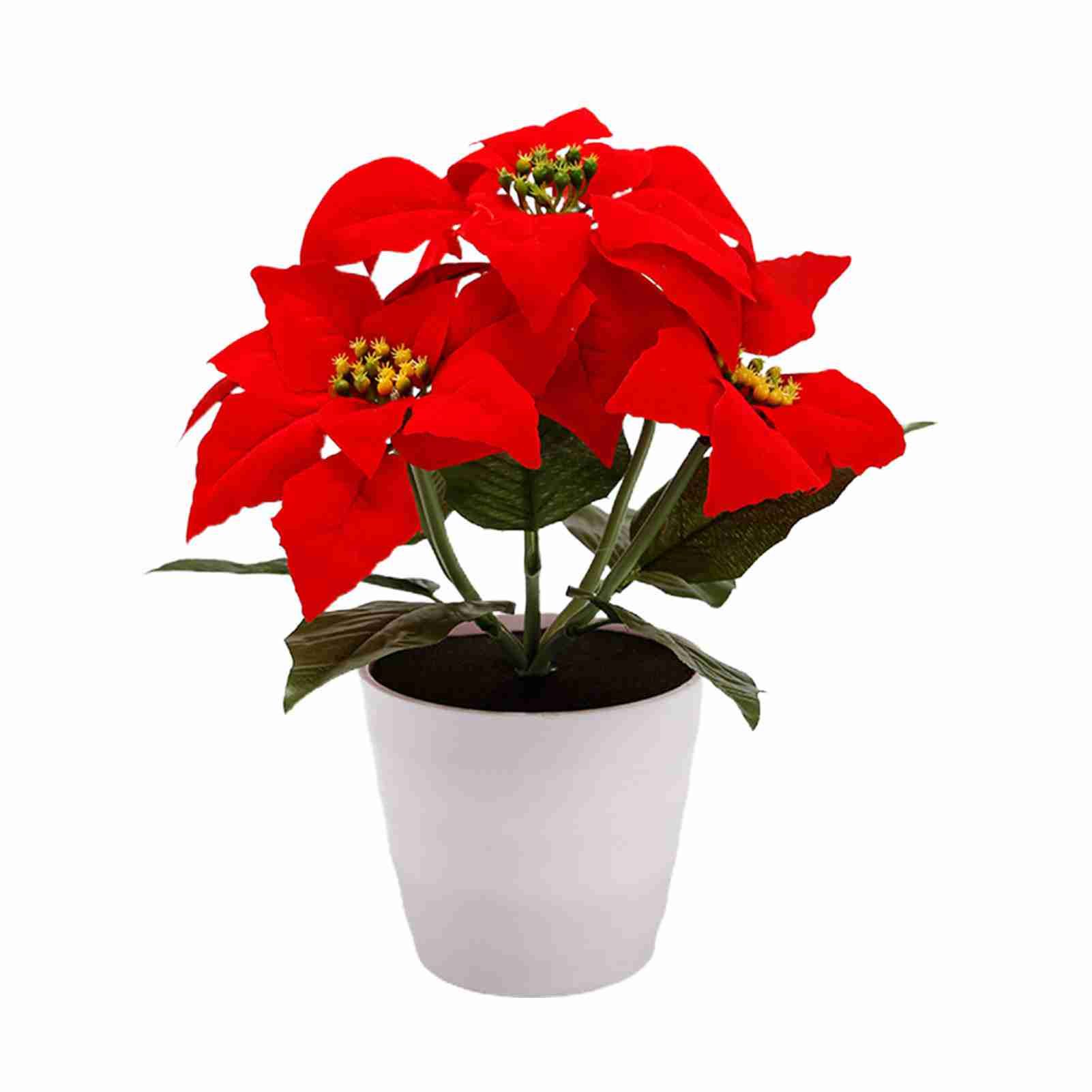 Artificial Potted Plant Xmas Flower Plants Simulation Poinsettia Table Lamp view 2