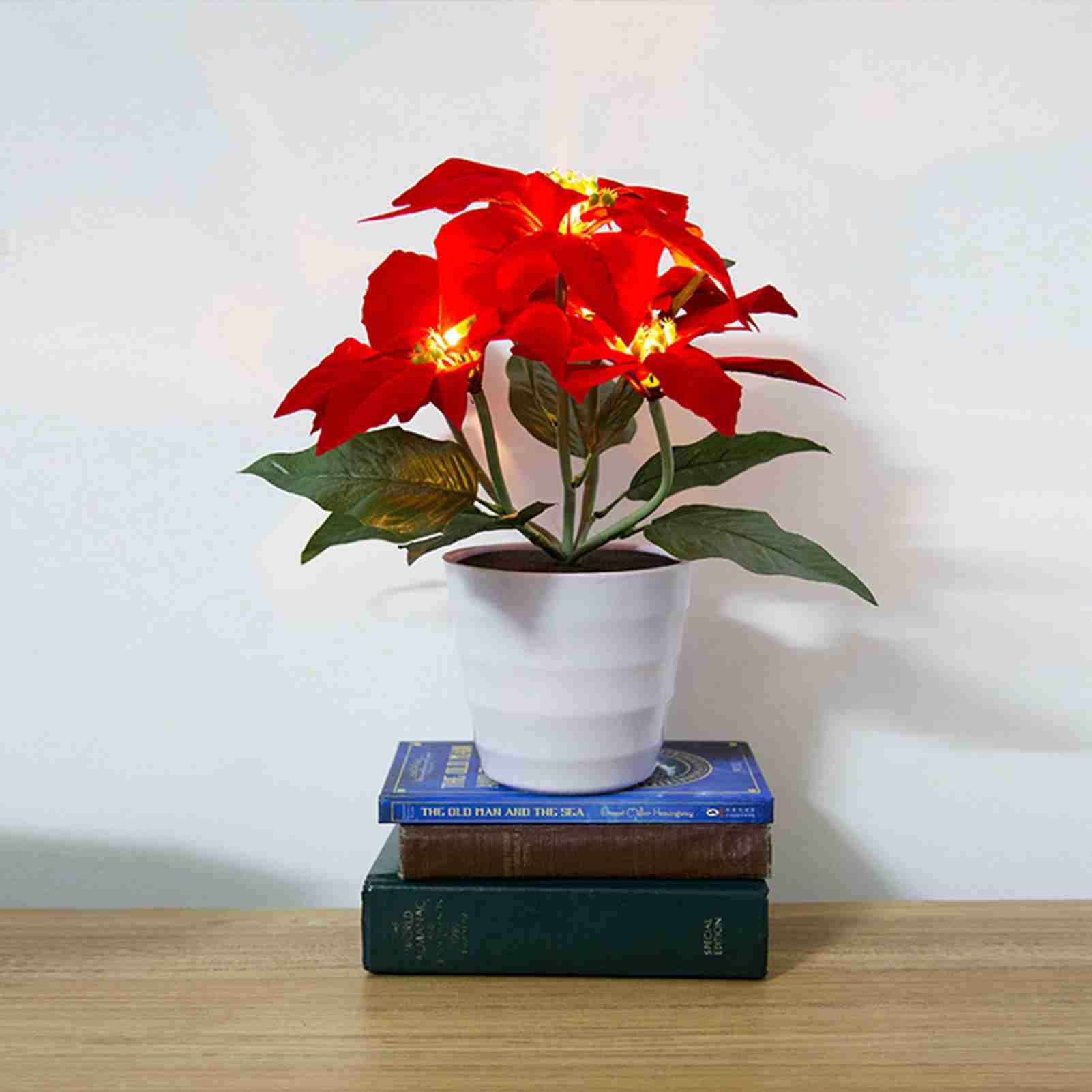 Artificial Potted Plant Xmas Flower Plants Simulation Poinsettia Table Lamp view 5