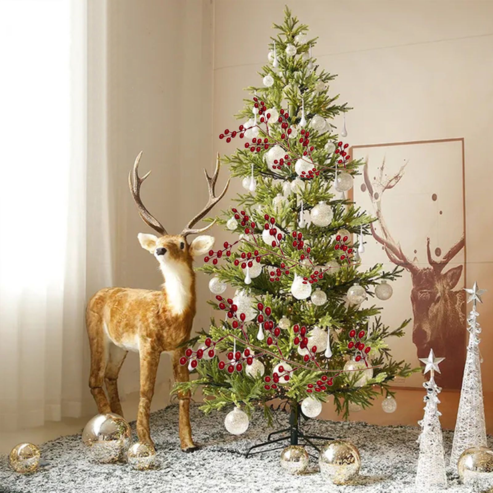 Artificial Red Berry String Garland Xmas Tree Faux Berry Decor for Holiday New view 3