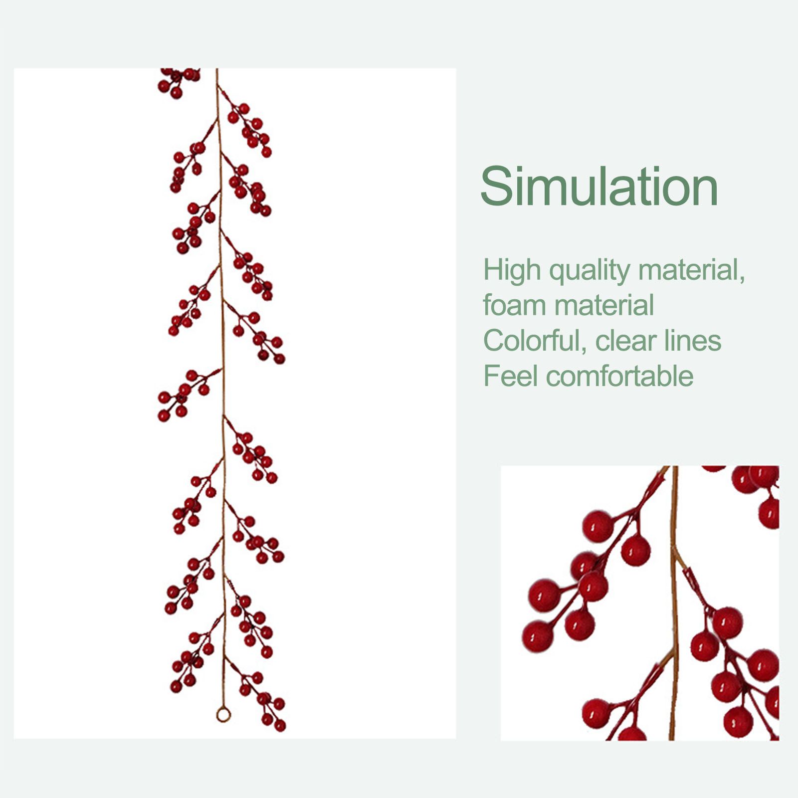 Artificial Red Berry String Garland Xmas Tree Faux Berry Decor for Holiday New view 5