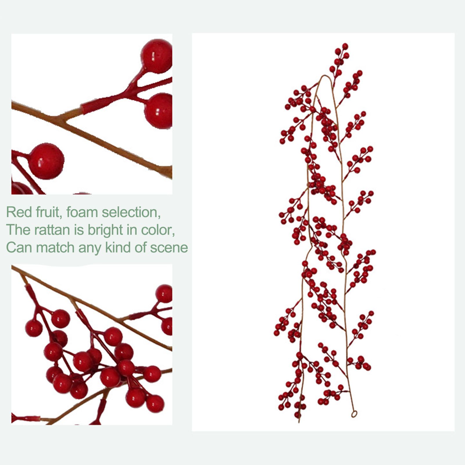 Artificial Red Berry String Garland Xmas Tree Faux Berry Decor for Holiday New view 6
