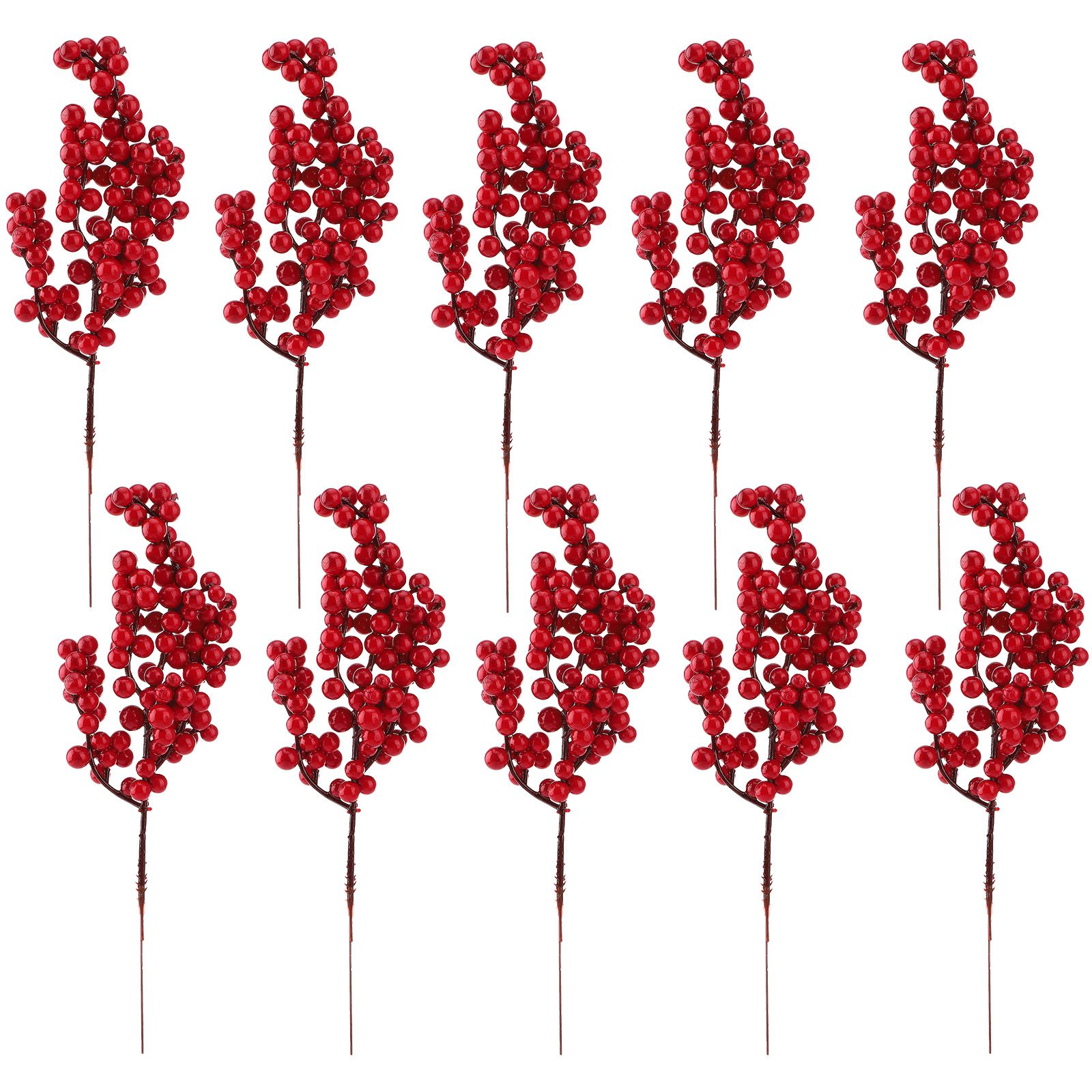10pcs Artificial Red Berries 8.7in Red Berry Stem Picks for Xmas Tree Wreath