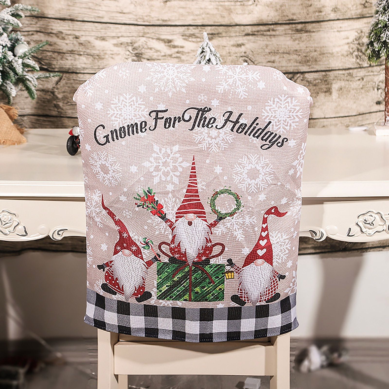 Xmas Chair Cover Sackcloth Cartoon Cute Faceless Old Man Decorative Chair view 2