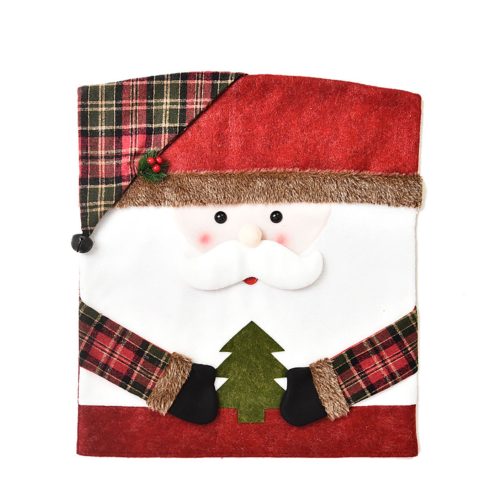 2PCS Xmas Chair Back Cover Cartoon Soft Reusable Removable Snow Man Chair view 2