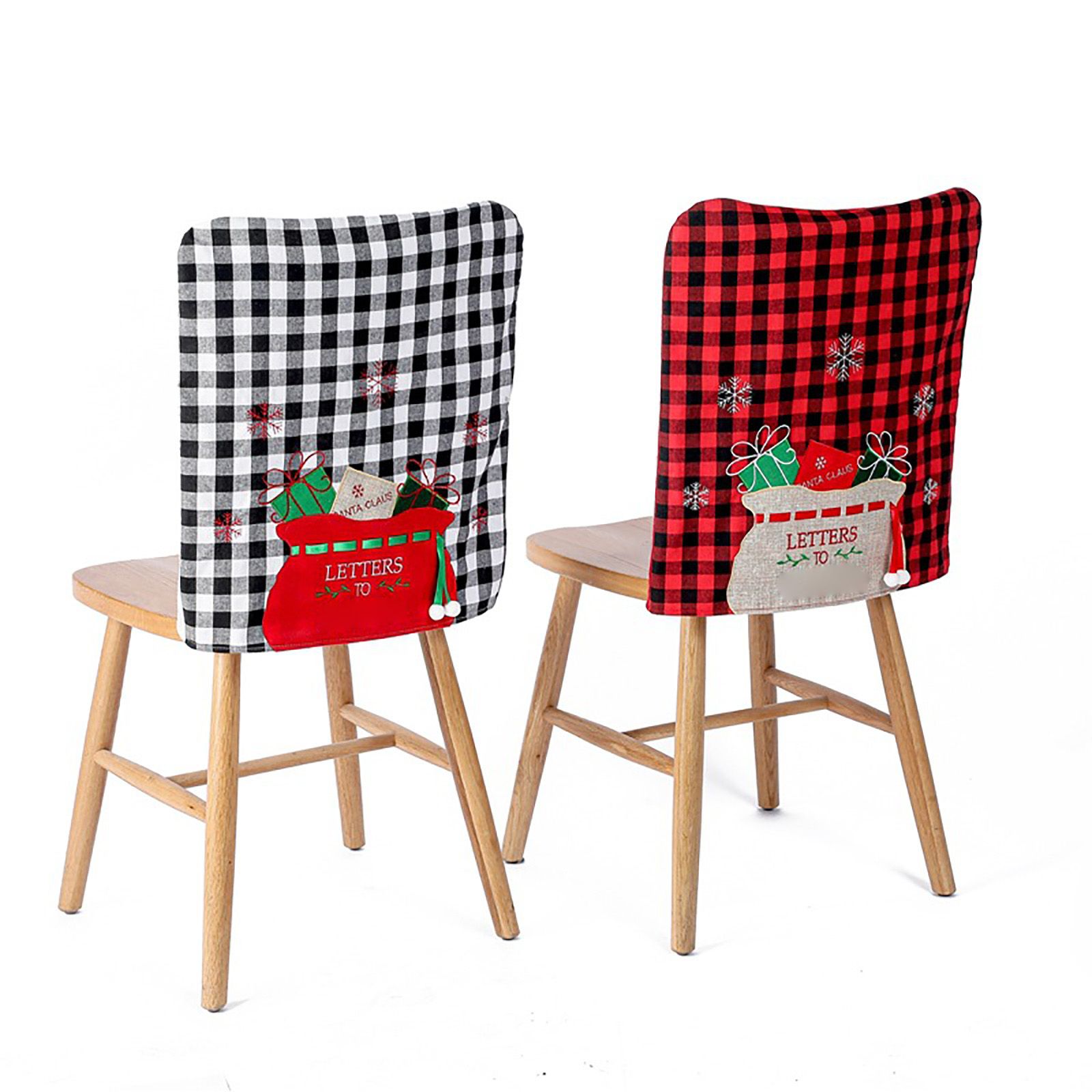 4pcs Xmas Chair Back Cover Black and White Plaid Soft Nonwoven Decorative view 7