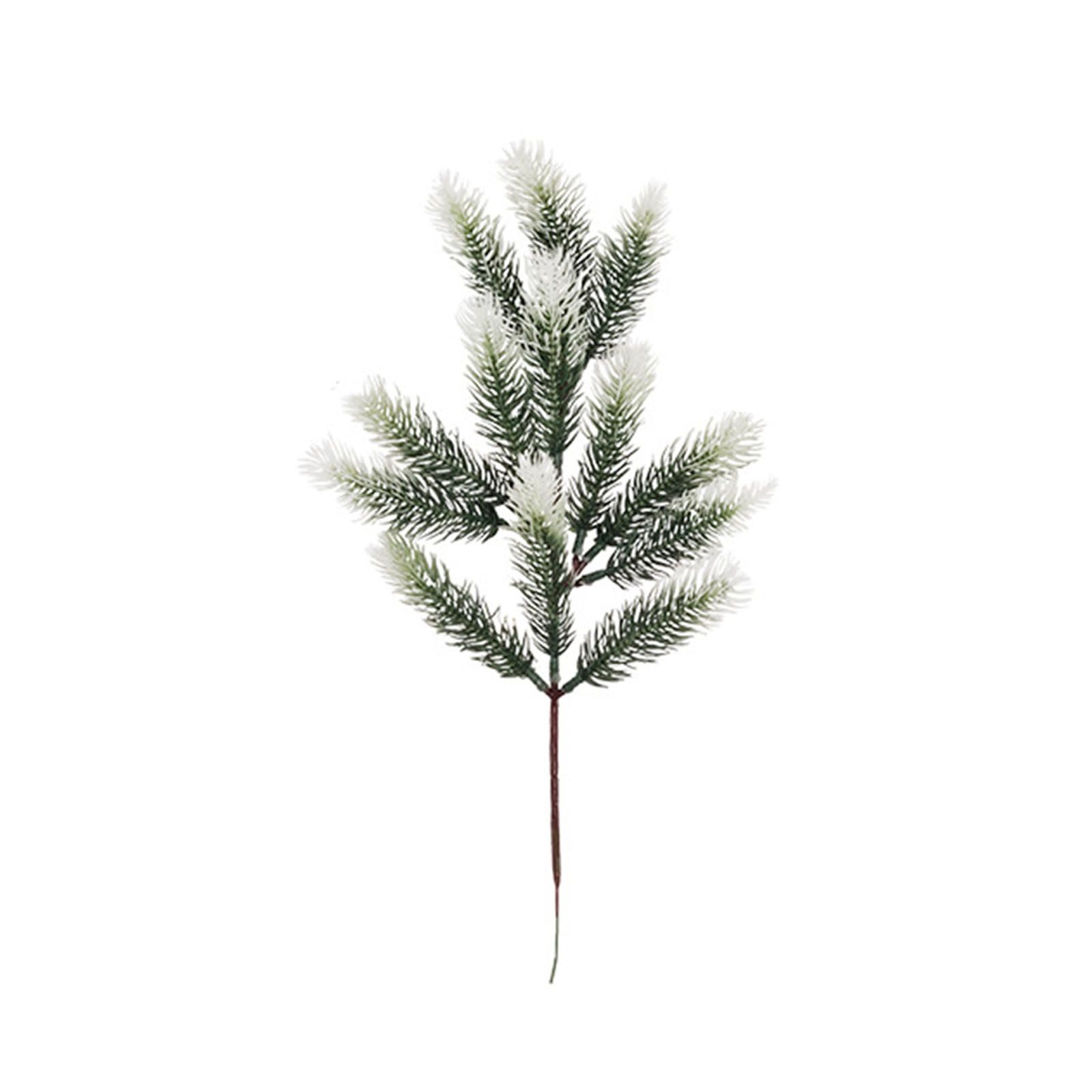 3Pcs Snowy Artificial Pine Needles 13 Branches Twig Frosted Pine Picks view 2