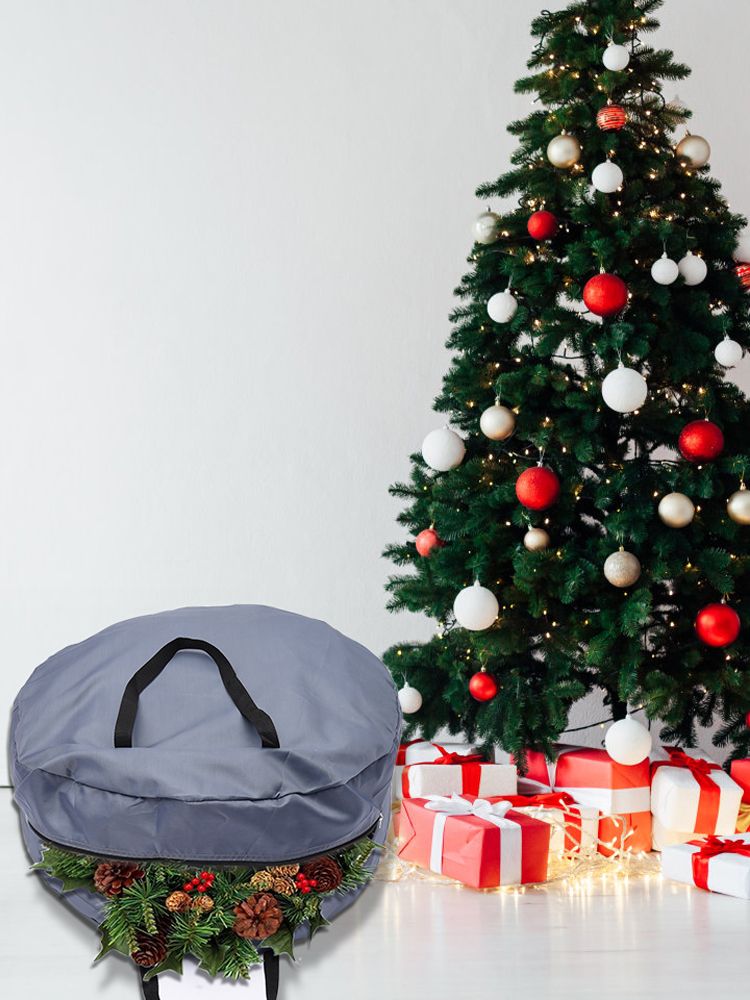 2 Pcs Wreath Storage Bag 420D Nylon Transparent Foldable Zipper Garland view 3