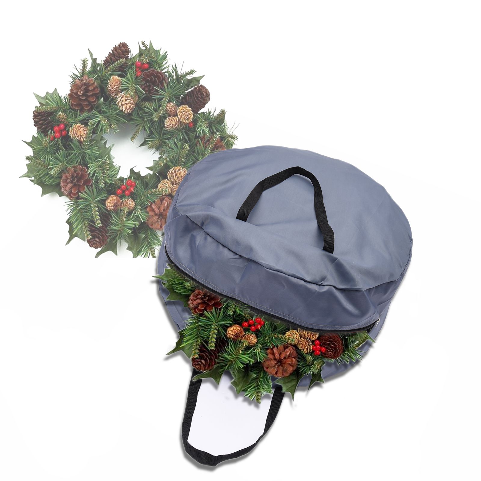 2 Pcs Wreath Storage Bag 420D Nylon Transparent Foldable Zipper Garland view 7