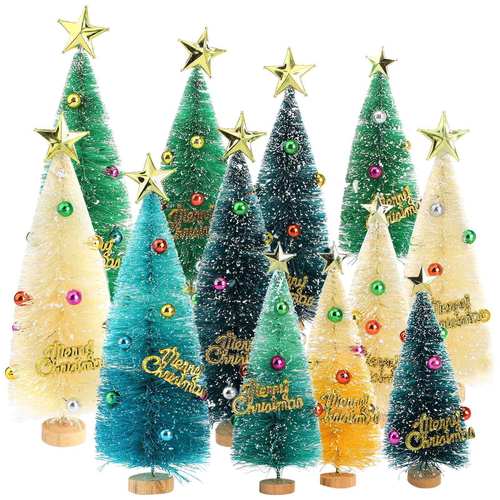 Artificial Xmas Pine Tree Desktop Ornament Wooden Base Lifelike Artificial view 2