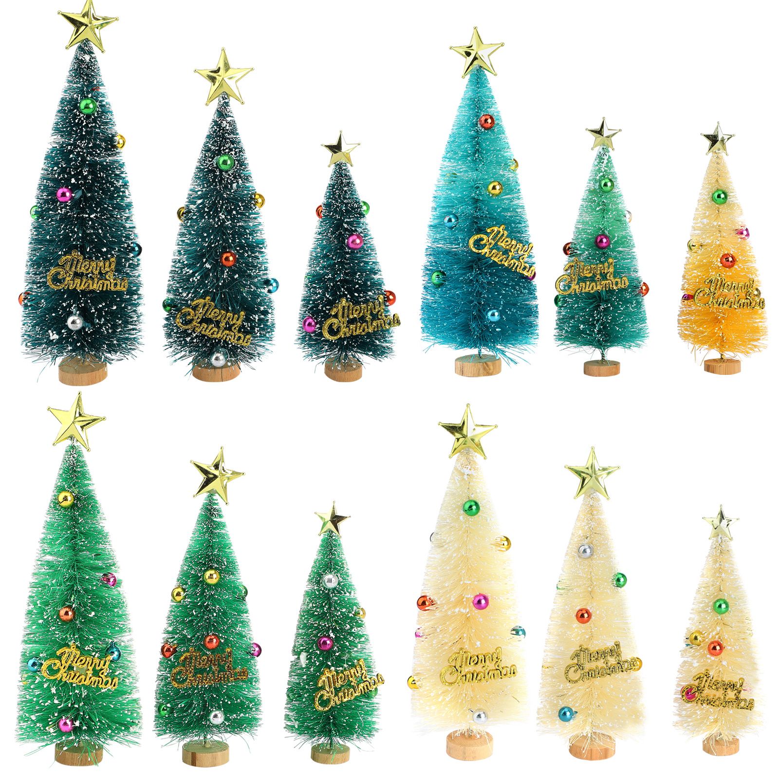 Artificial Xmas Pine Tree Desktop Ornament Wooden Base Lifelike Artificial view 3