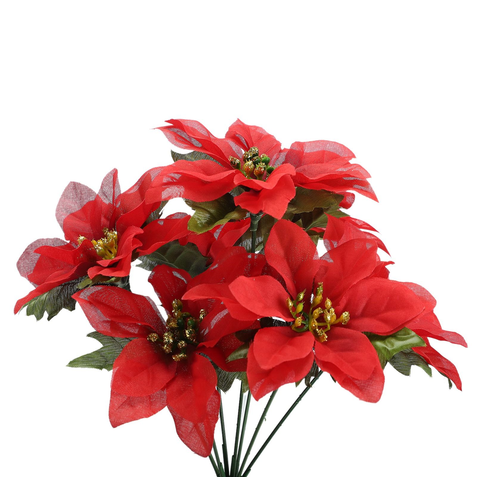 8 Pcs Artificial Poinsettia Flower 35cm 7 Heads 10cm Flower Diameter — image 1