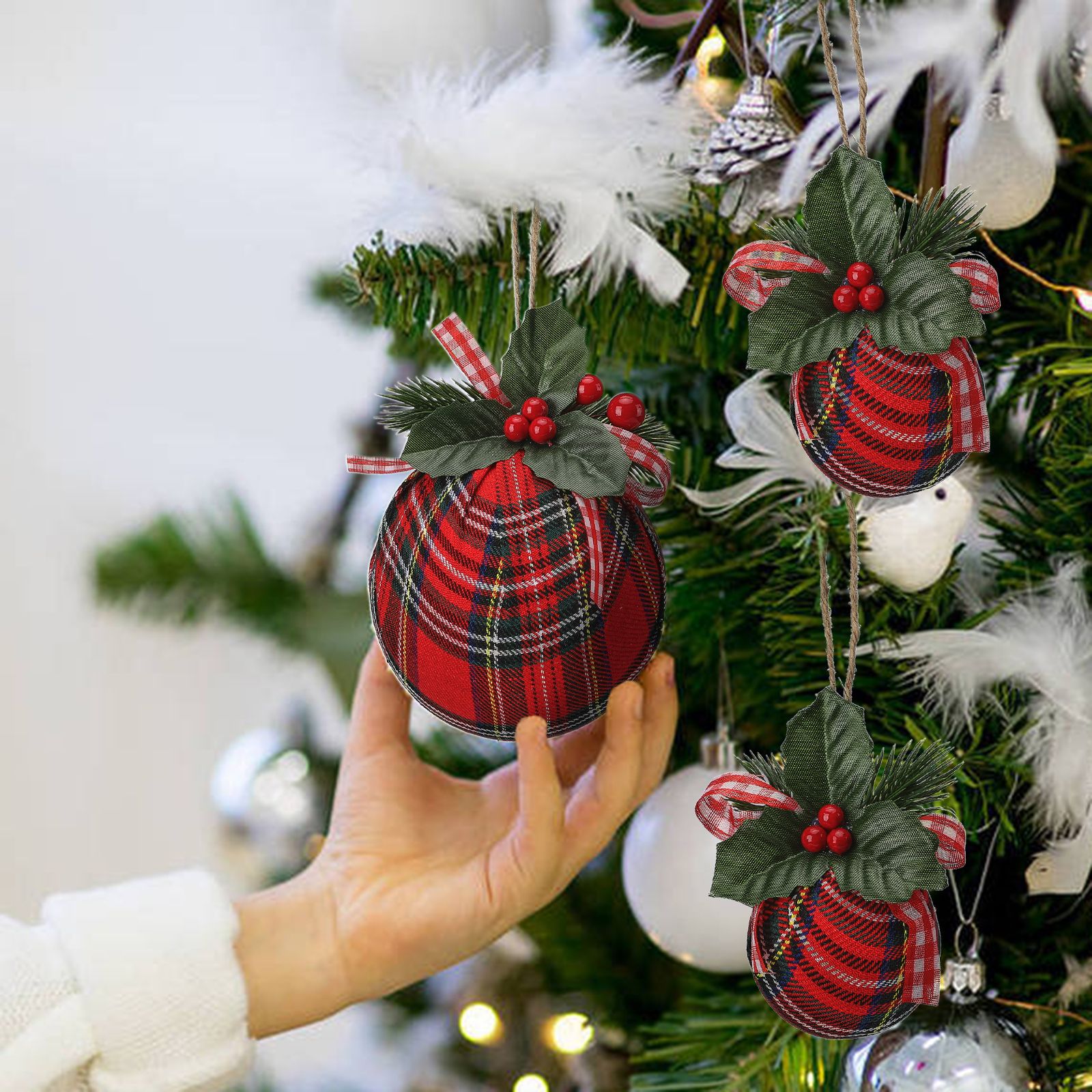 6pcs Xmas Ball 15cm Exquisite Compact Xmas Cloth Ball for Home Holiday Party view 4