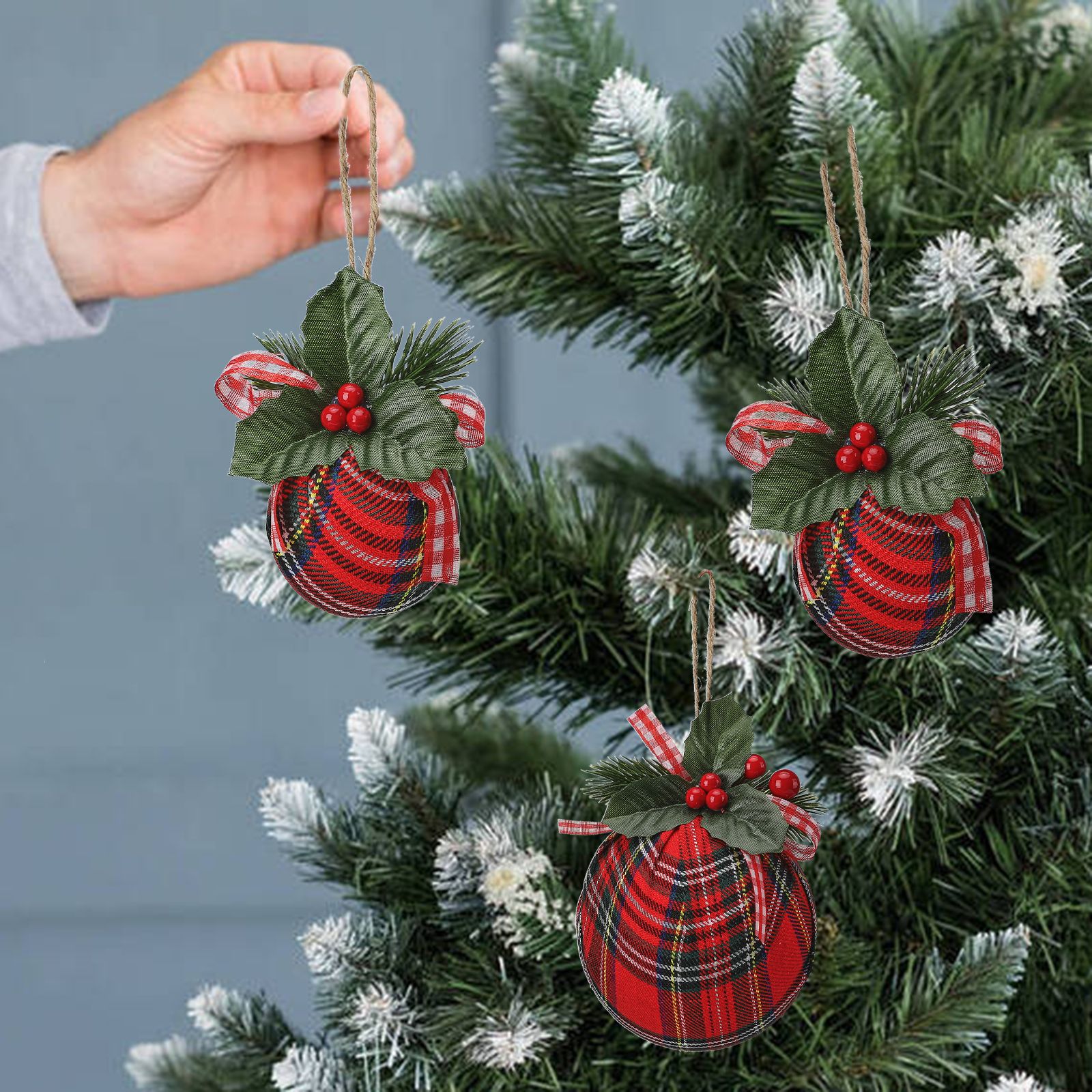 6pcs Xmas Ball 15cm Exquisite Compact Xmas Cloth Ball for Home Holiday Party view 5