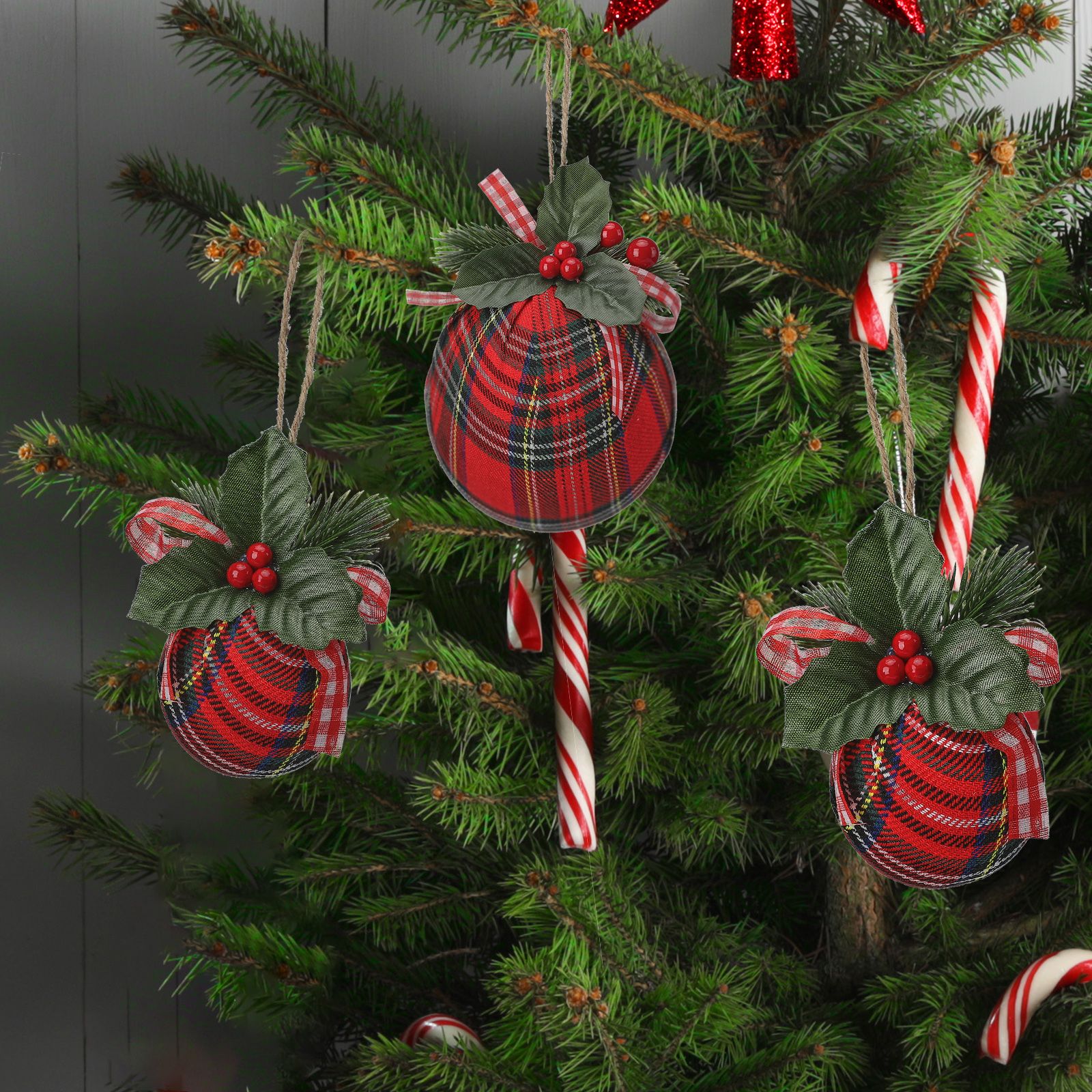 6pcs Xmas Ball 15cm Exquisite Compact Xmas Cloth Ball for Home Holiday Party view 6
